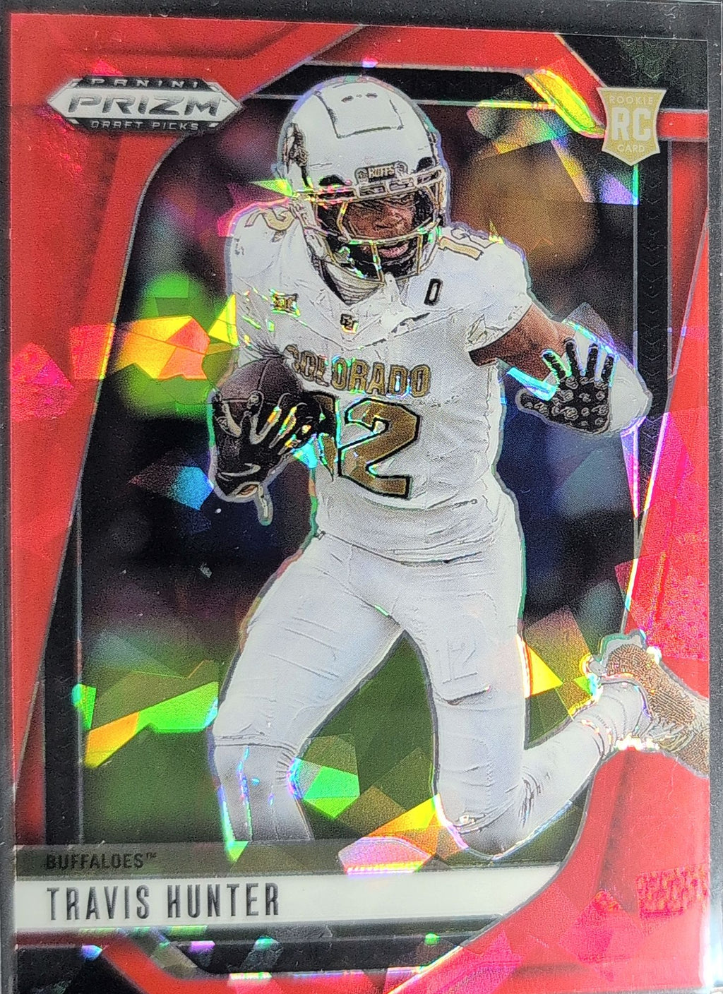 2025 Panini Prizm Draft Picks Travis Hunter #21 Prizms Red Ice Colorado Buffaloes front