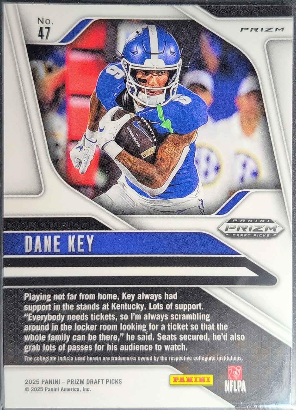 2025 Panini Prizm Draft Picks Dane Key #47 Prizms Red Ice Kentucky Wildcats back