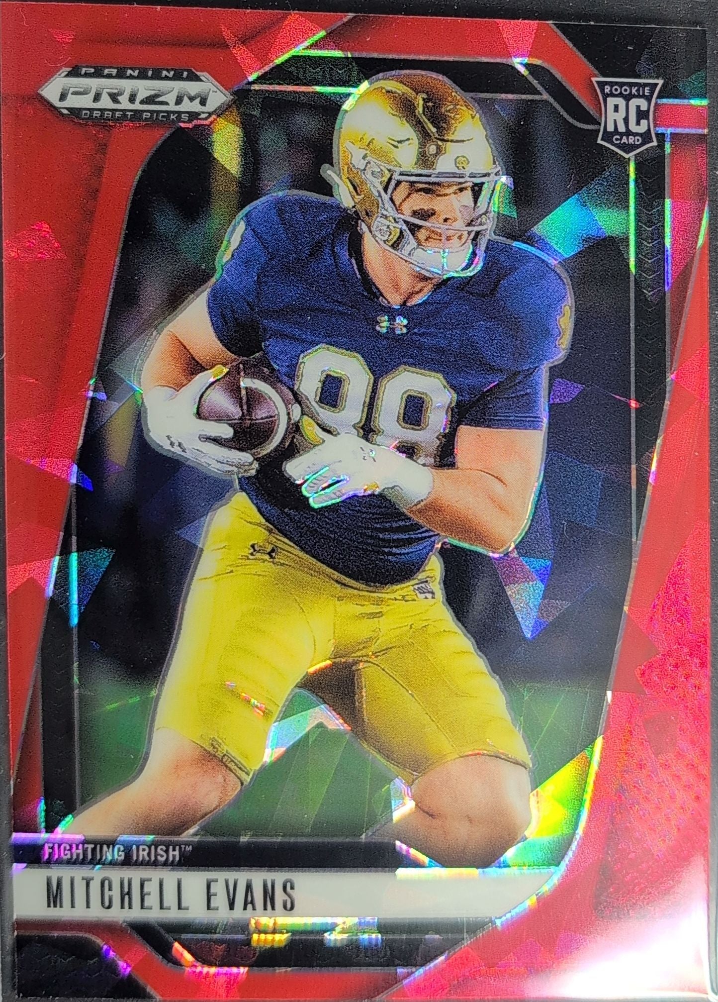 2025 Panini Prizm Draft Picks Mitchell Evans #78 Prizms Red Ice Notre Dame Fighting Irish front