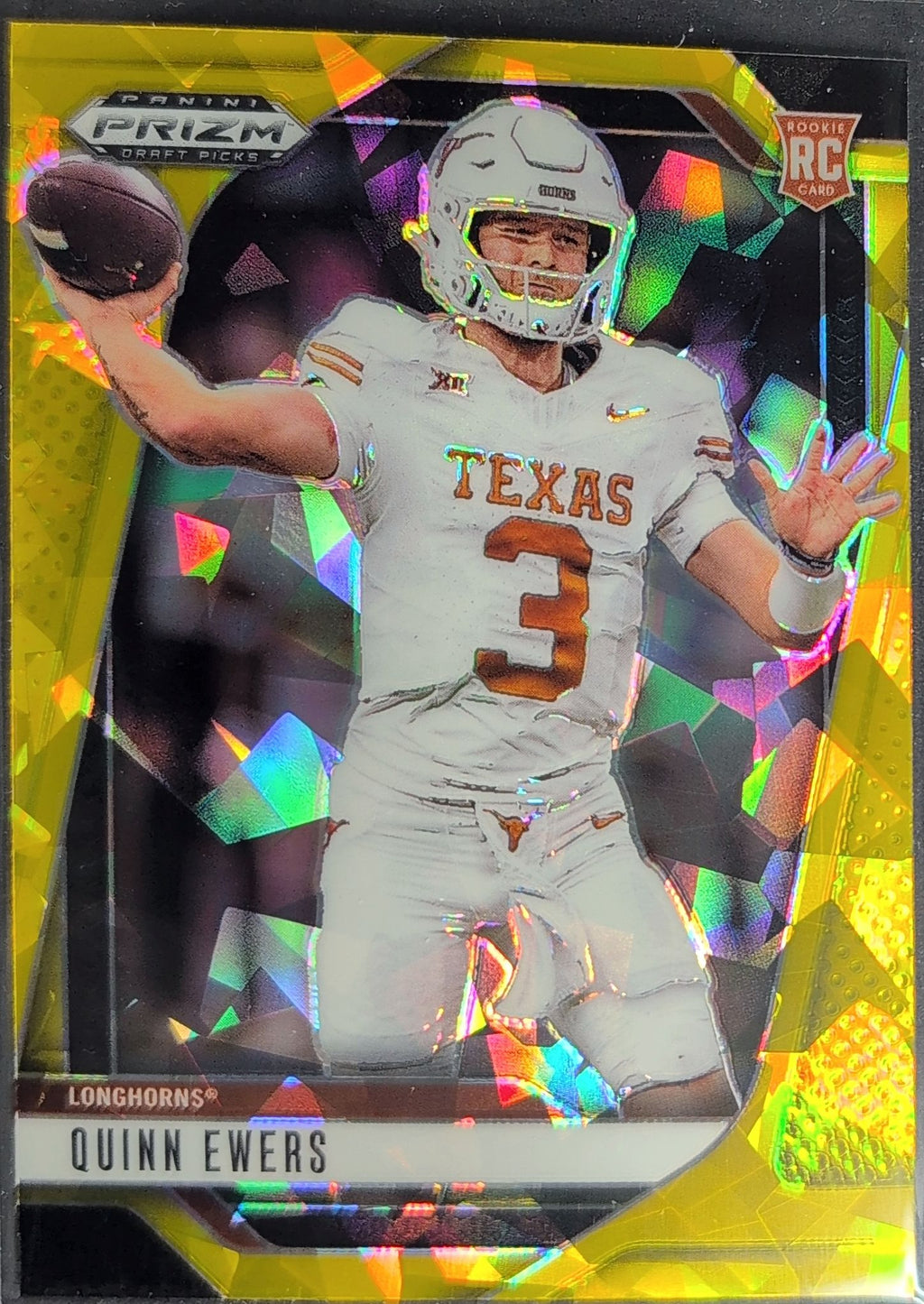 2025 Panini Prizm Draft Picks Quinn Ewers #126 Prizms Gold Ice Texas Longhorns front