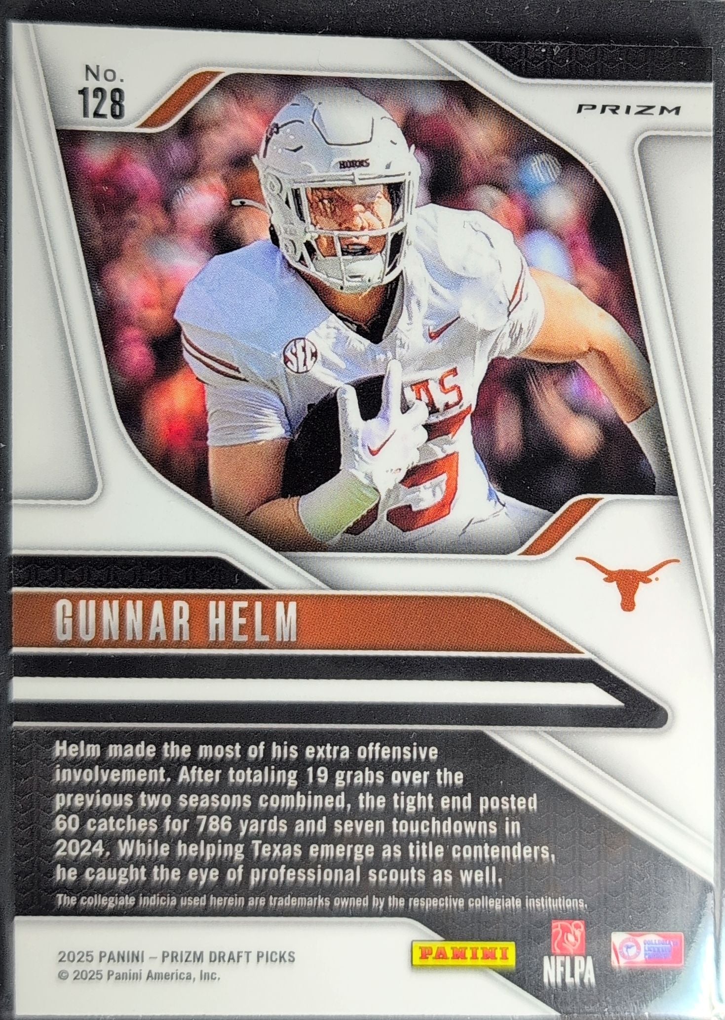 2025 Panini Prizm Draft Picks Gunnar Helm #128 Prizms Gold Ice Texas Longhorns back