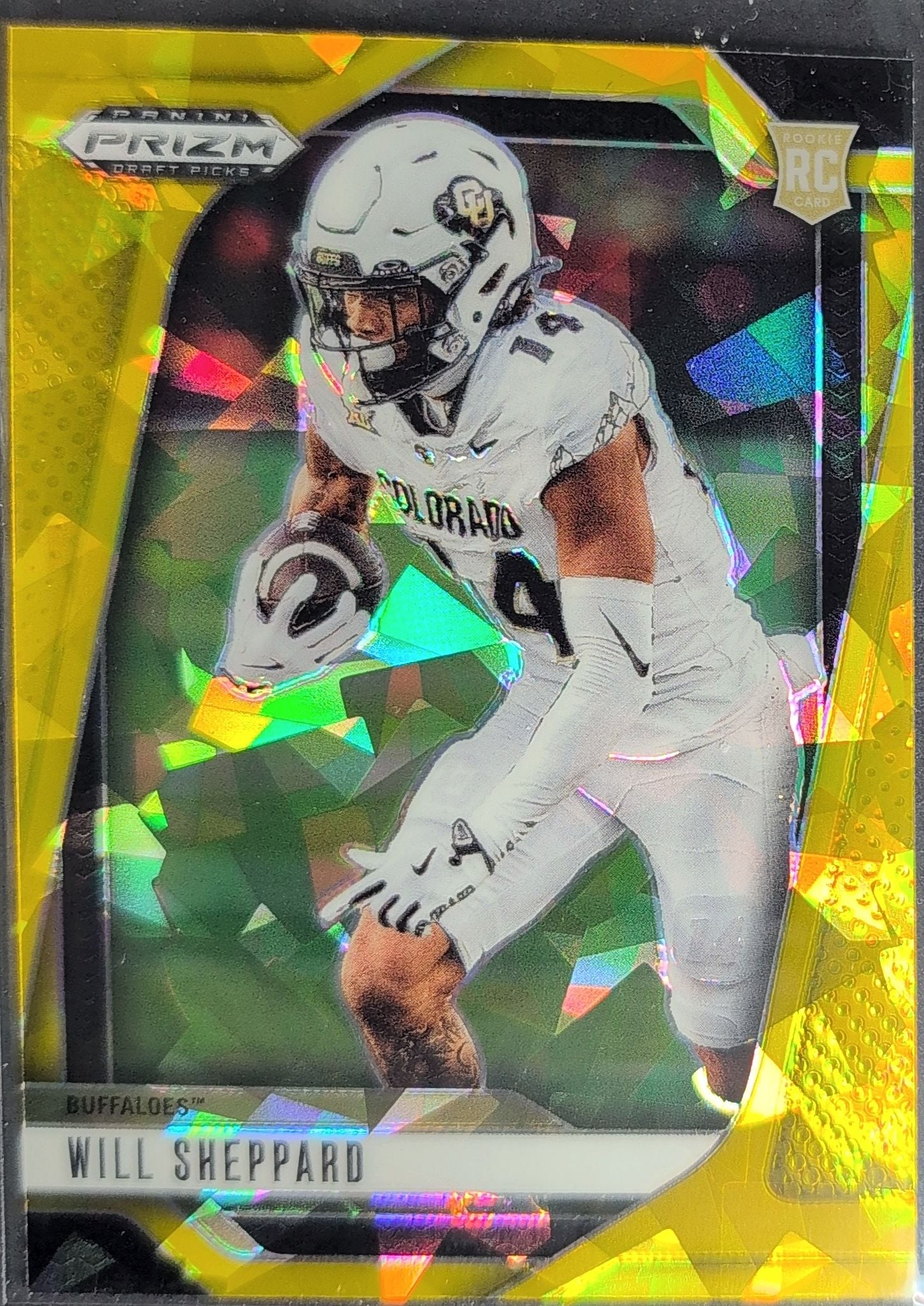 2025 Panini Prizm Draft Picks Will Sheppard #23 Prizms Gold Ice Colorado Buffaloes front
