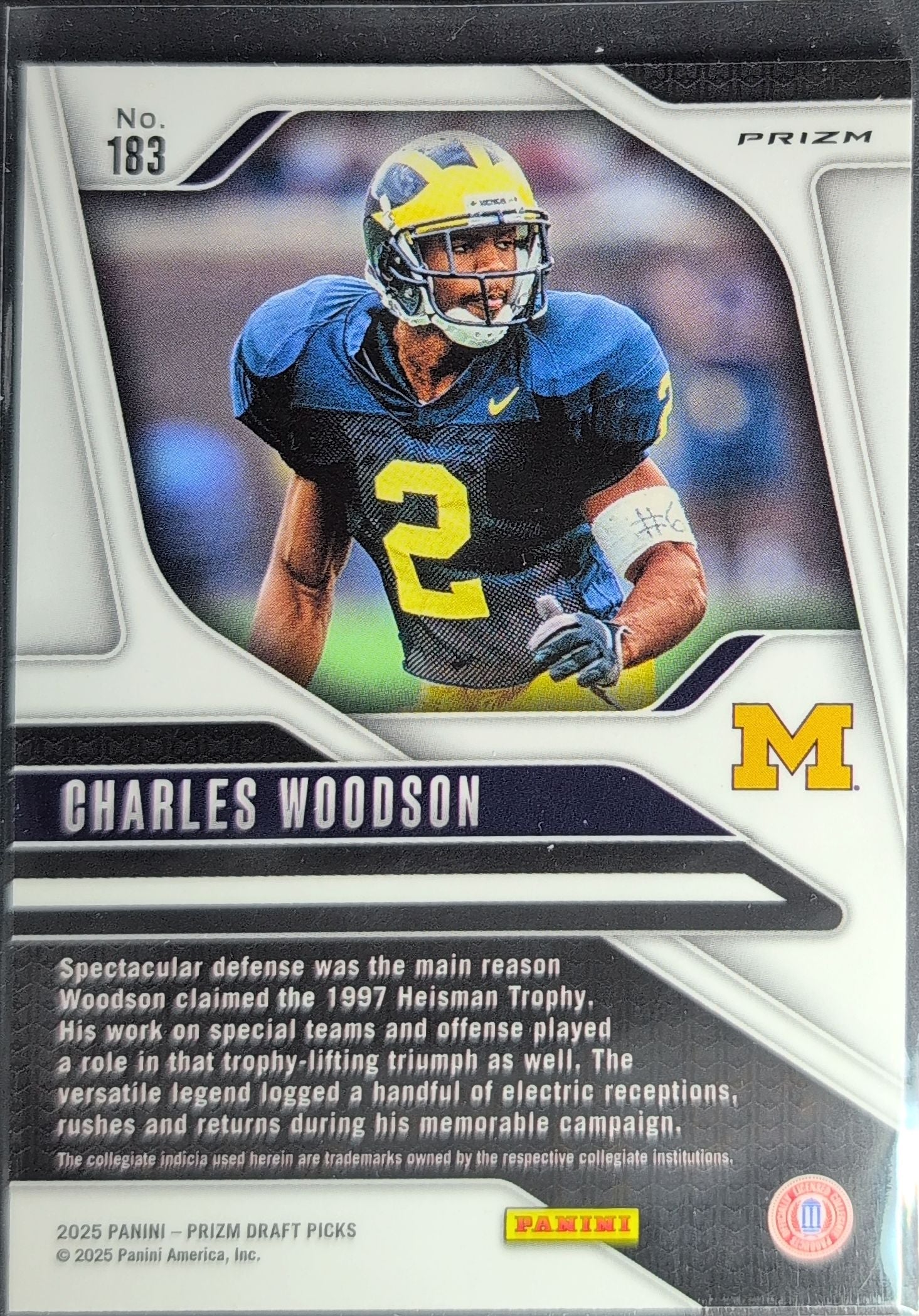 2025 Panini Prizm Draft Picks Charles Woodson #183 Prizms Gold Ice Michigan Wolverines back
