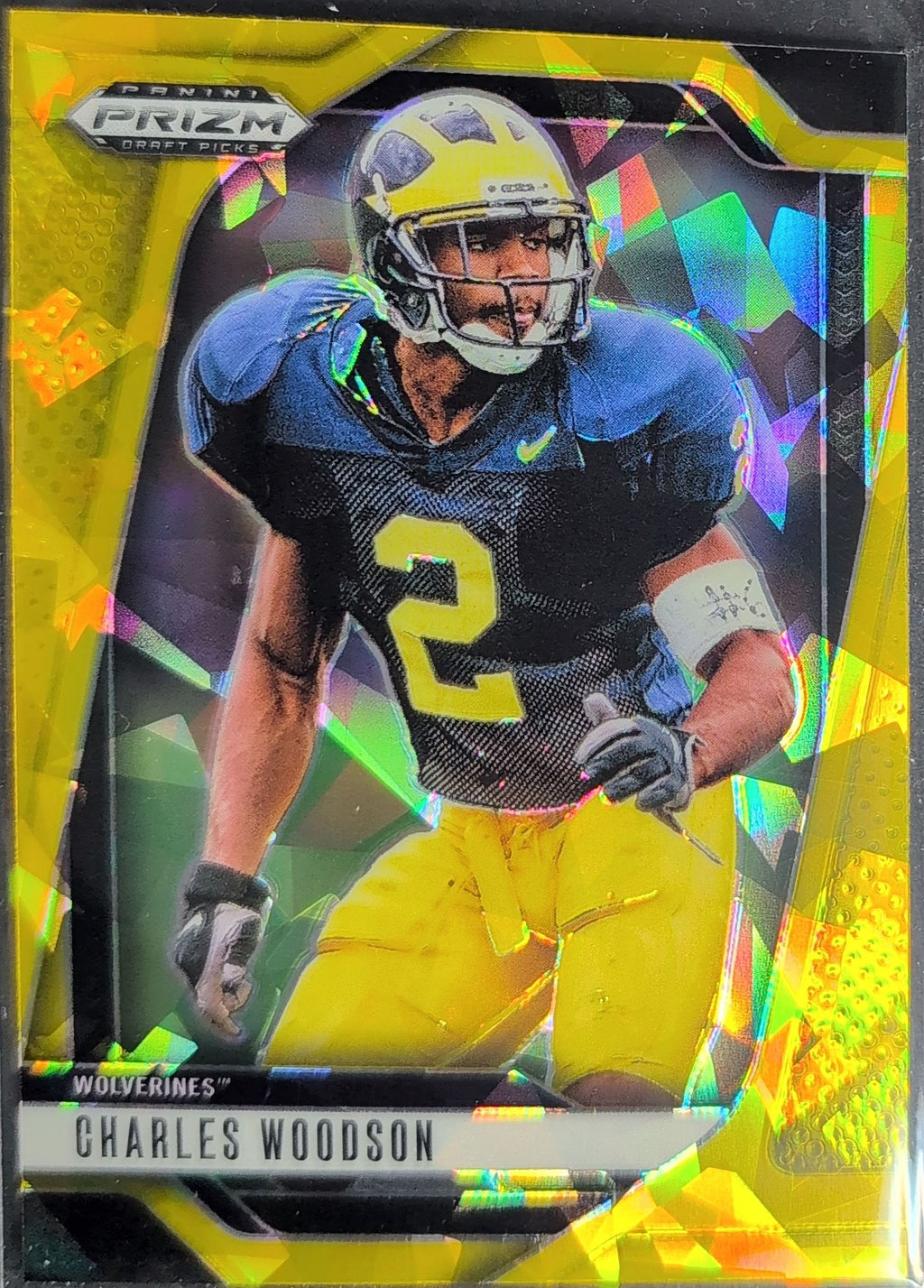 2025 Panini Prizm Draft Picks Charles Woodson #183 Prizms Gold Ice Michigan Wolverines front