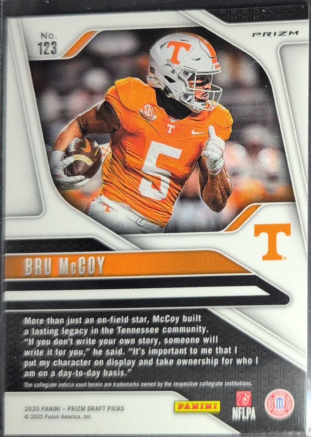 2025 Panini Prizm Draft Picks Bru McCoy #123 Prizms Purple Wave Tennessee Volunteers back