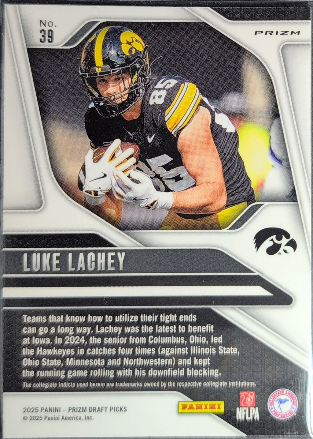 2025 Panini Prizm Draft Picks Luke Lachey #39 Iowa Hawkeyes back