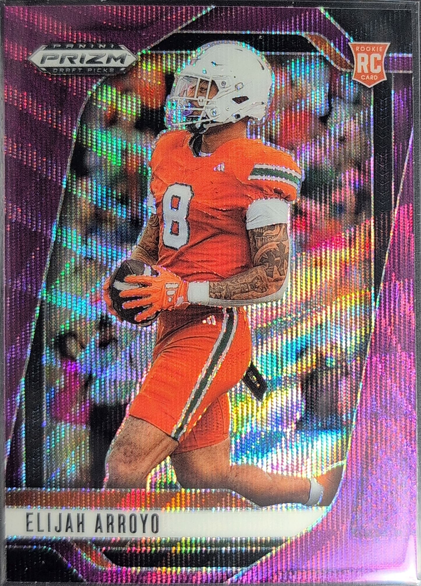 2025 Panini Prizm Draft Picks Elijah Arroyo #141 Prizms Purple Wave Miami Hurricanes front