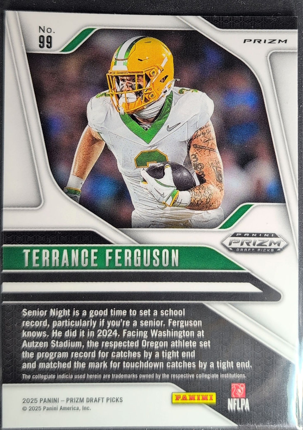 2025 Panini Prizm Draft Picks Terrance Ferguson #99 Prizms Green Oregon Ducks back