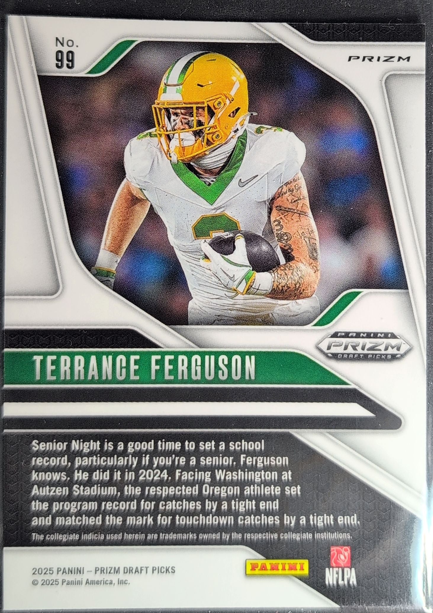 2025 Panini Prizm Draft Picks Terrance Ferguson #99 Prizms Green Oregon Ducks back