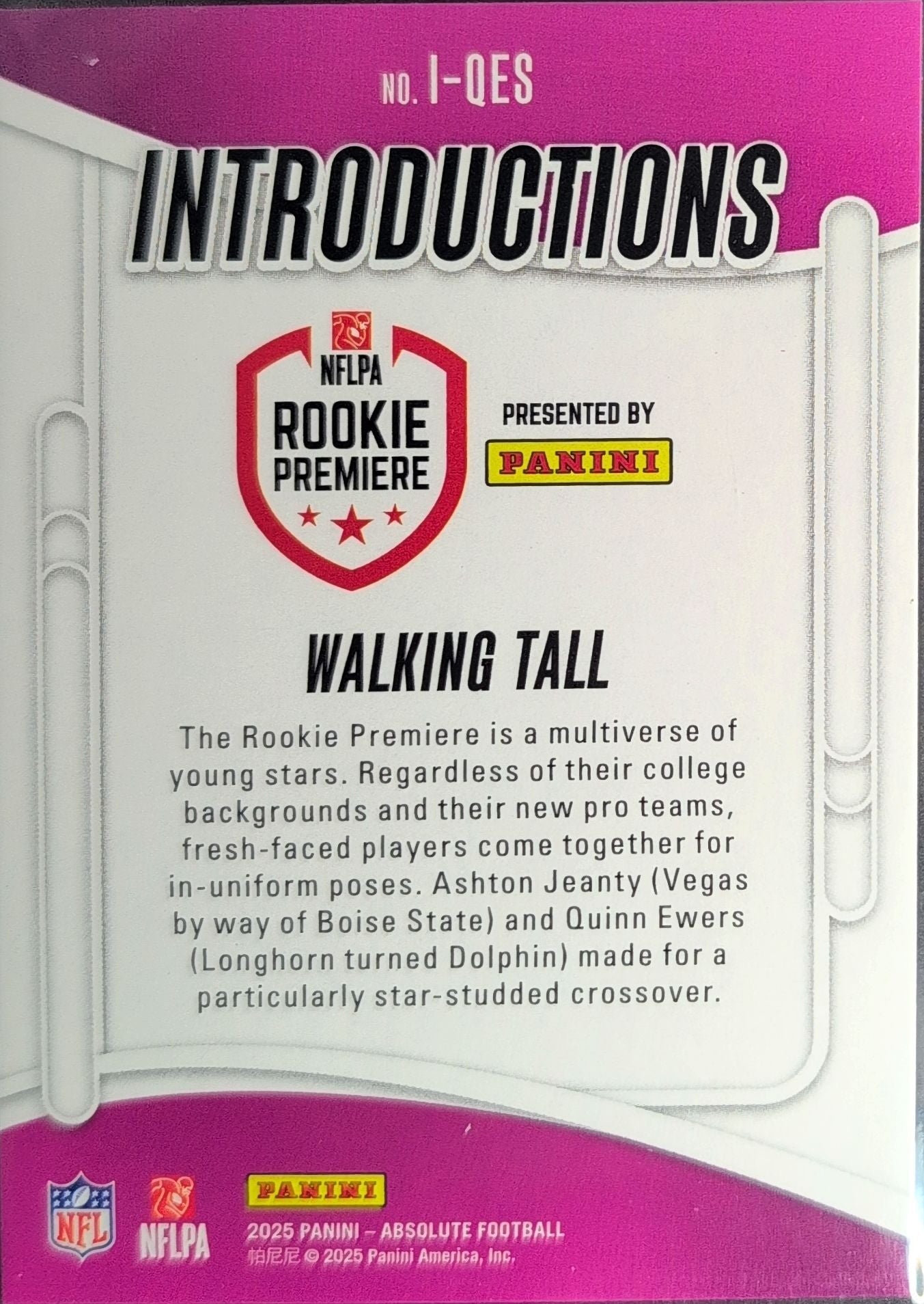 2025 Panini Absolute Walking Tall #I-QES Introductions Raiders/Dolphins back