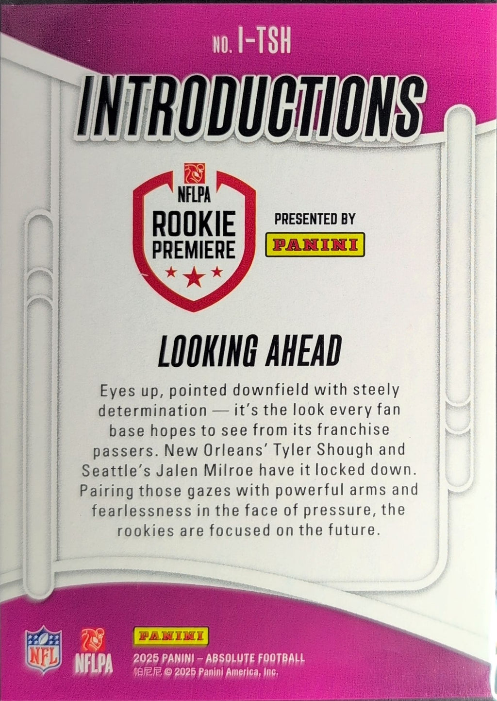 2025 Panini Absolute Looking Ahead #I-TSH Introductions Saints/Seahawks back