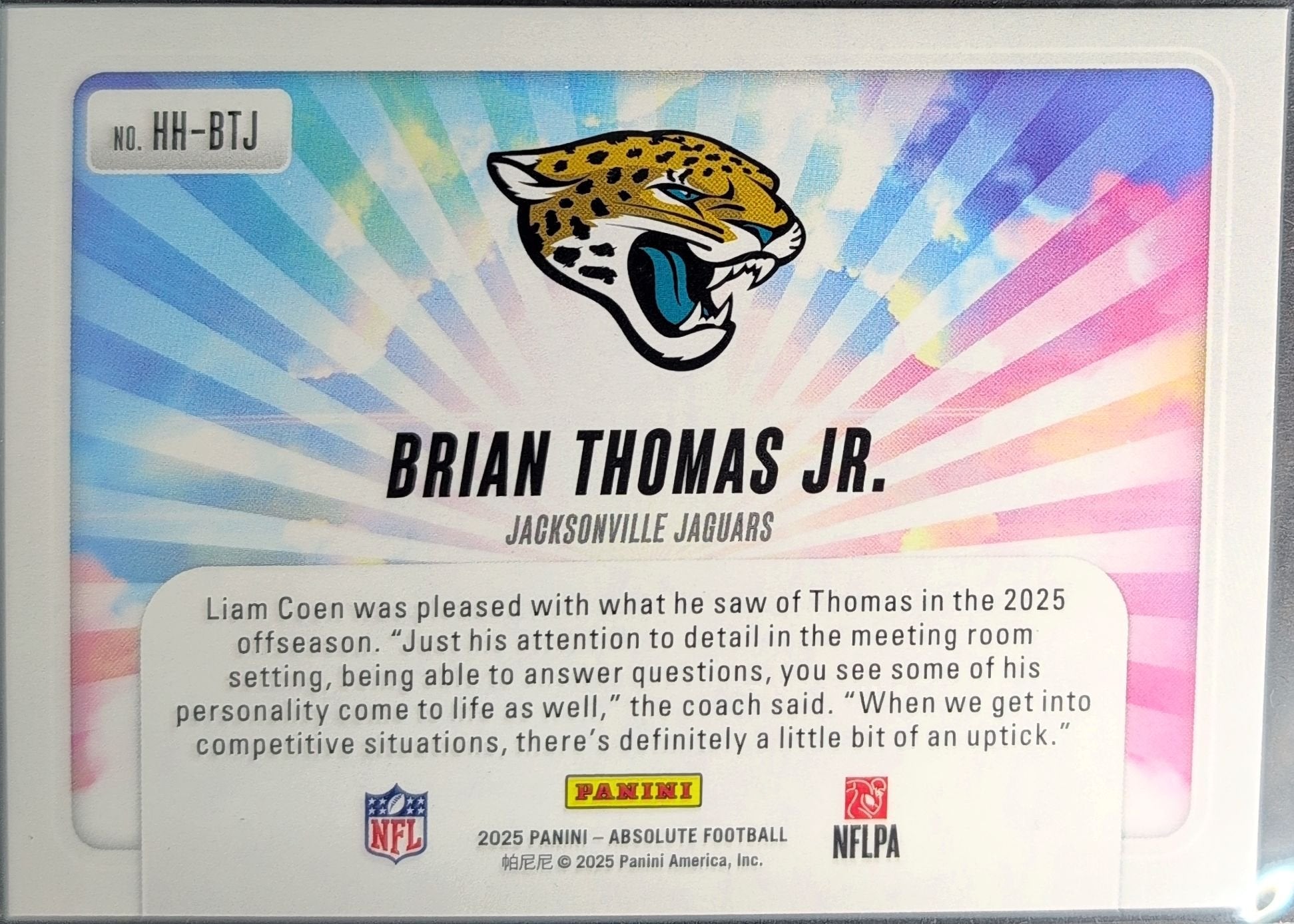 Brian Thomas Jr. 2025 Panini Absolute #HH-BTJ Hog Heaven Jacksonville Jaguars - back image