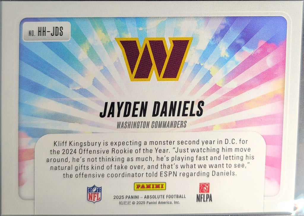 2025 Panini Absolute Jayden Daniels #HH-JDS Hog Heaven Washington Commanders back