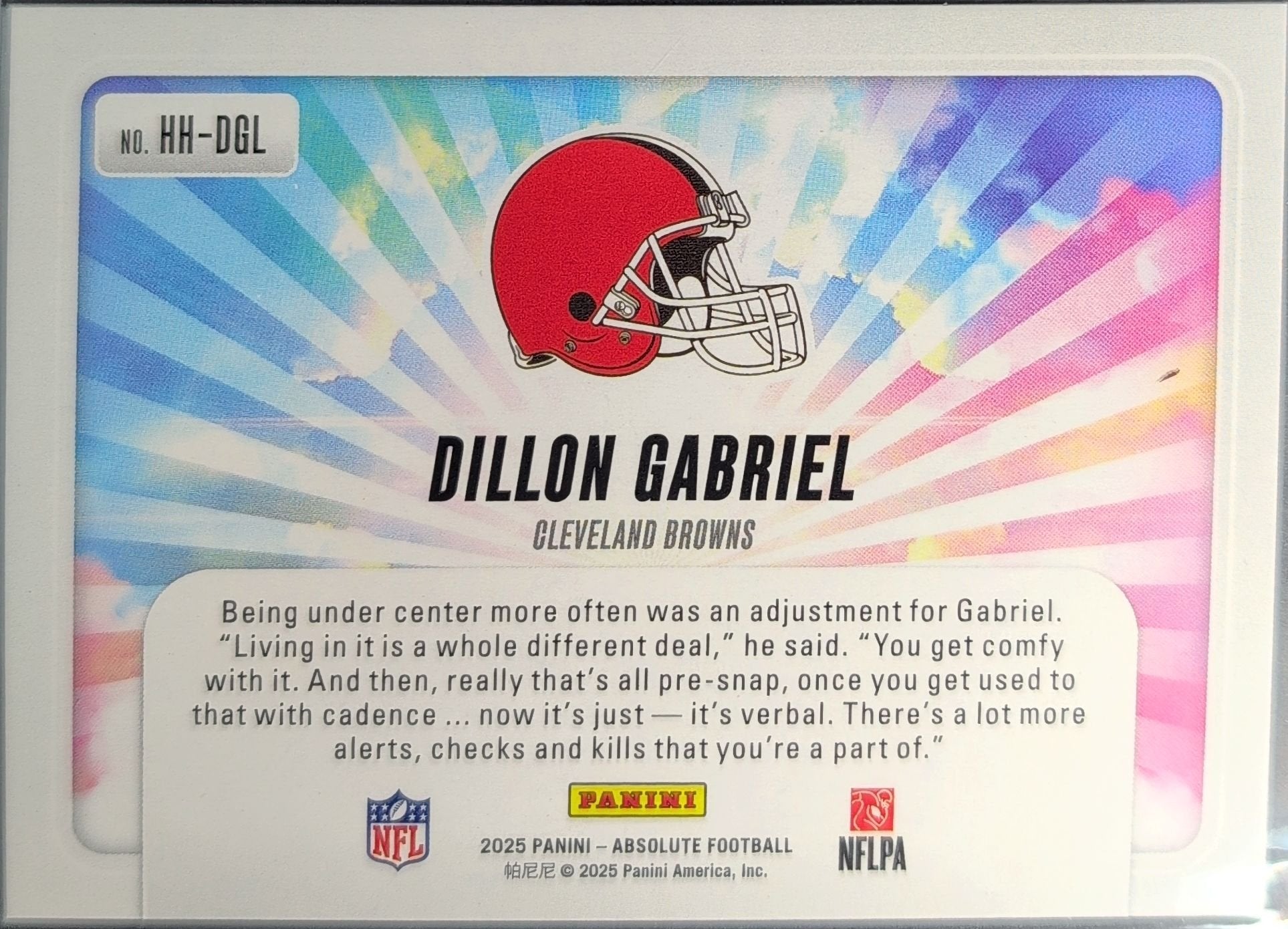 Dillon Gabriel 2025 Panini Absolute #HH-DGL Hog Heaven Cleveland Browns - back image
