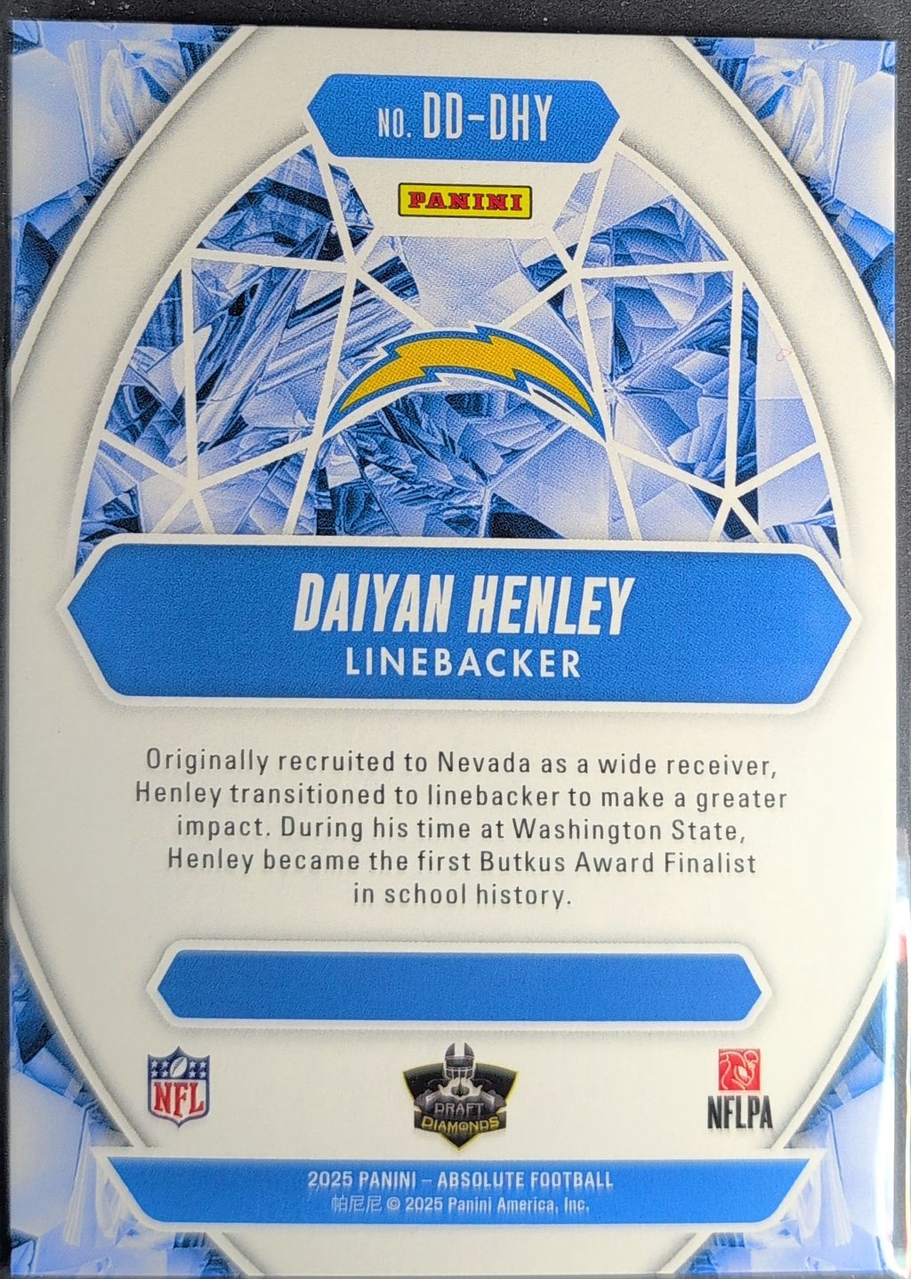 2025 Panini Absolute Daiyan Henley #DD-DHY Draft Diamonds Los Angeles Chargers back