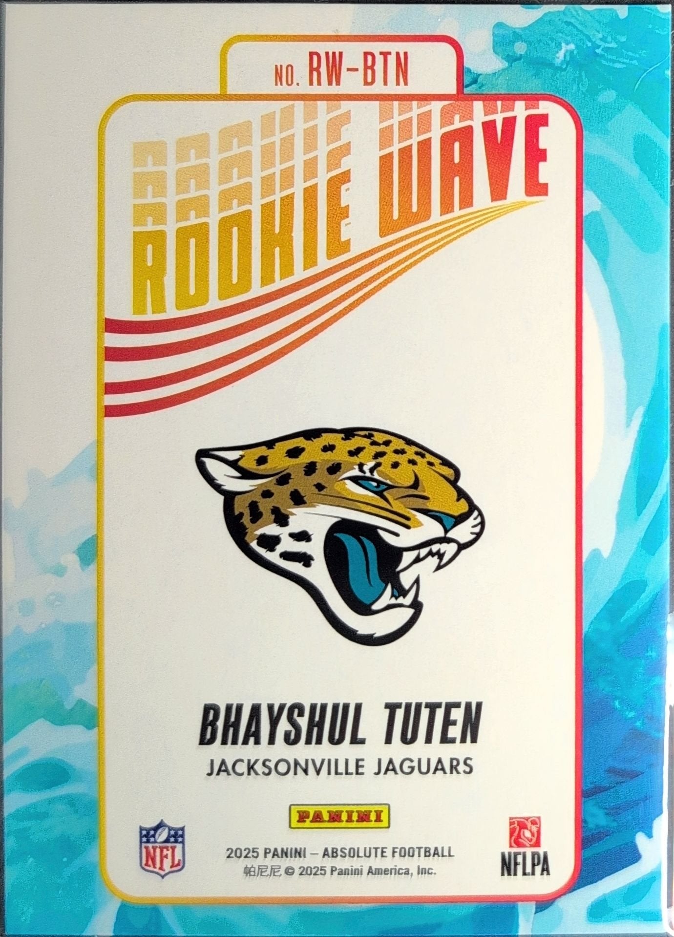 Bhayshul Tuten 2025 Panini Absolute #RW-BTN Rookie Wave Jacksonville Jaguars - back image