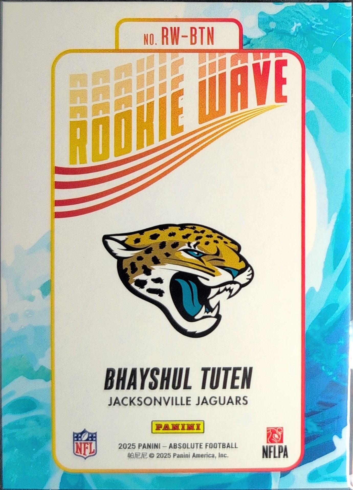 2025 Panini Absolute Bhayshul Tuten #RW-BTN Rookie Wave Jacksonville Jaguars back