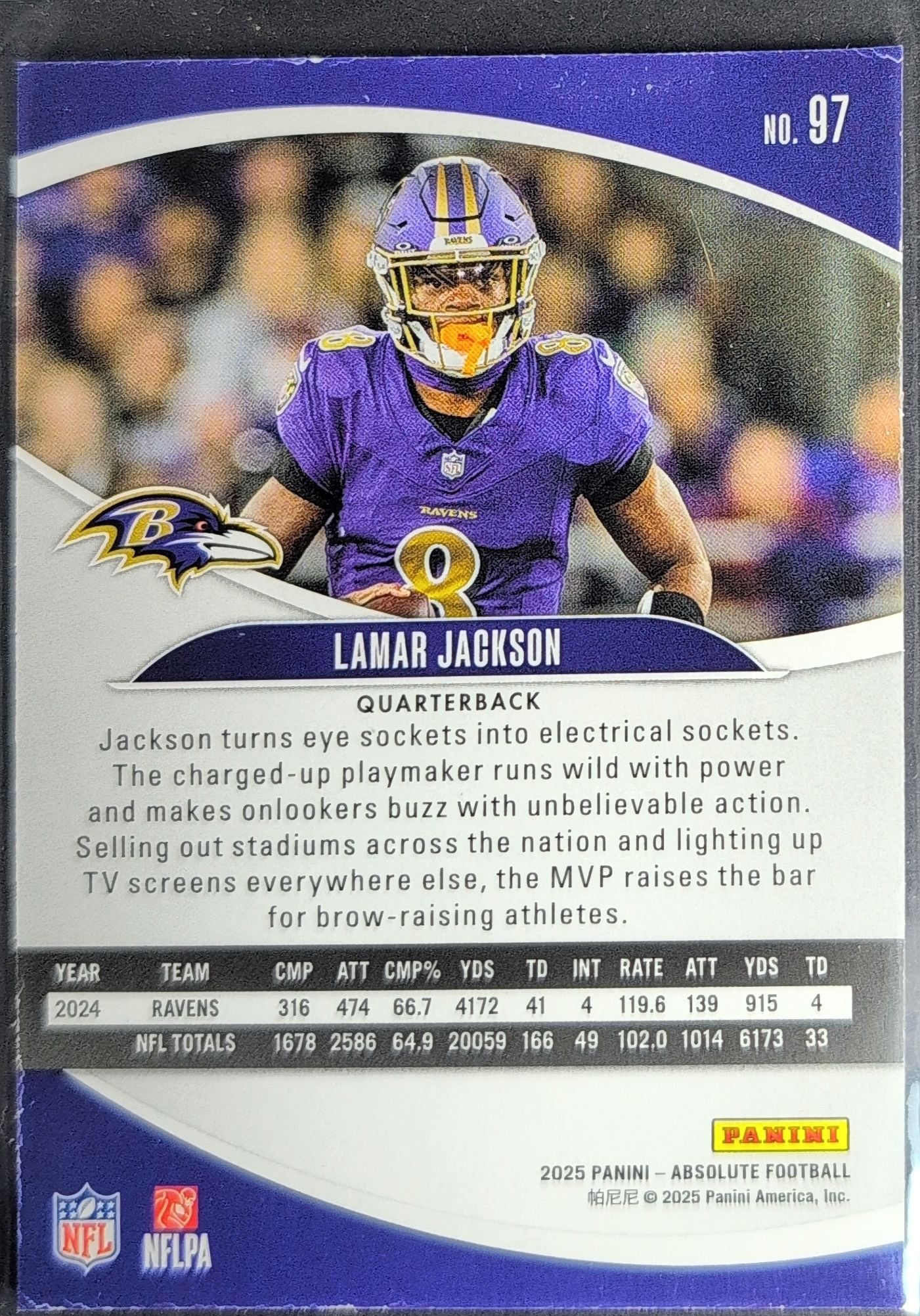 2025 Panini Absolute Lamar Jackson #97 Green Baltimore Ravens back