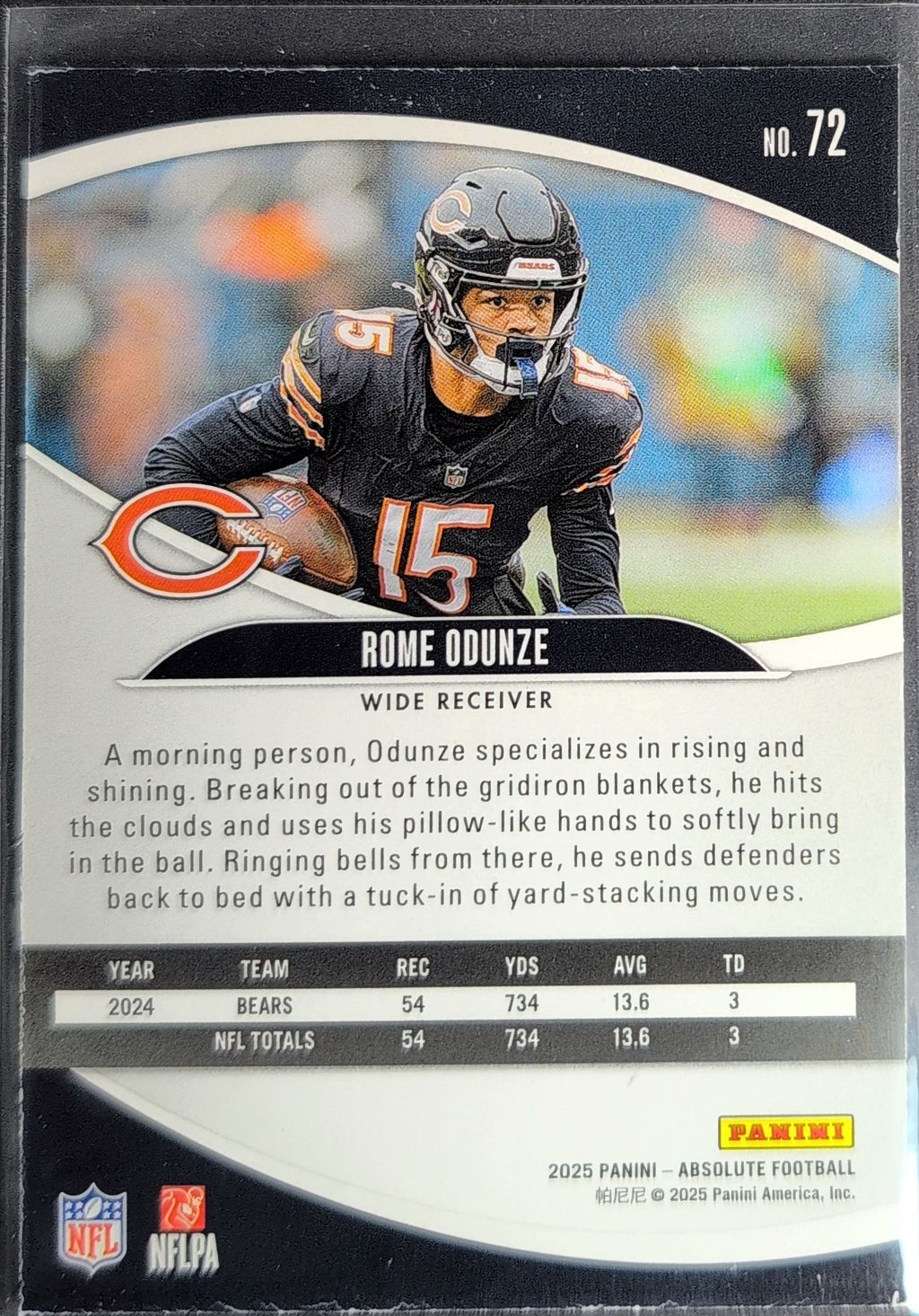 2025 Panini Absolute Rome Odunze #72 Green Chicago Bears back
