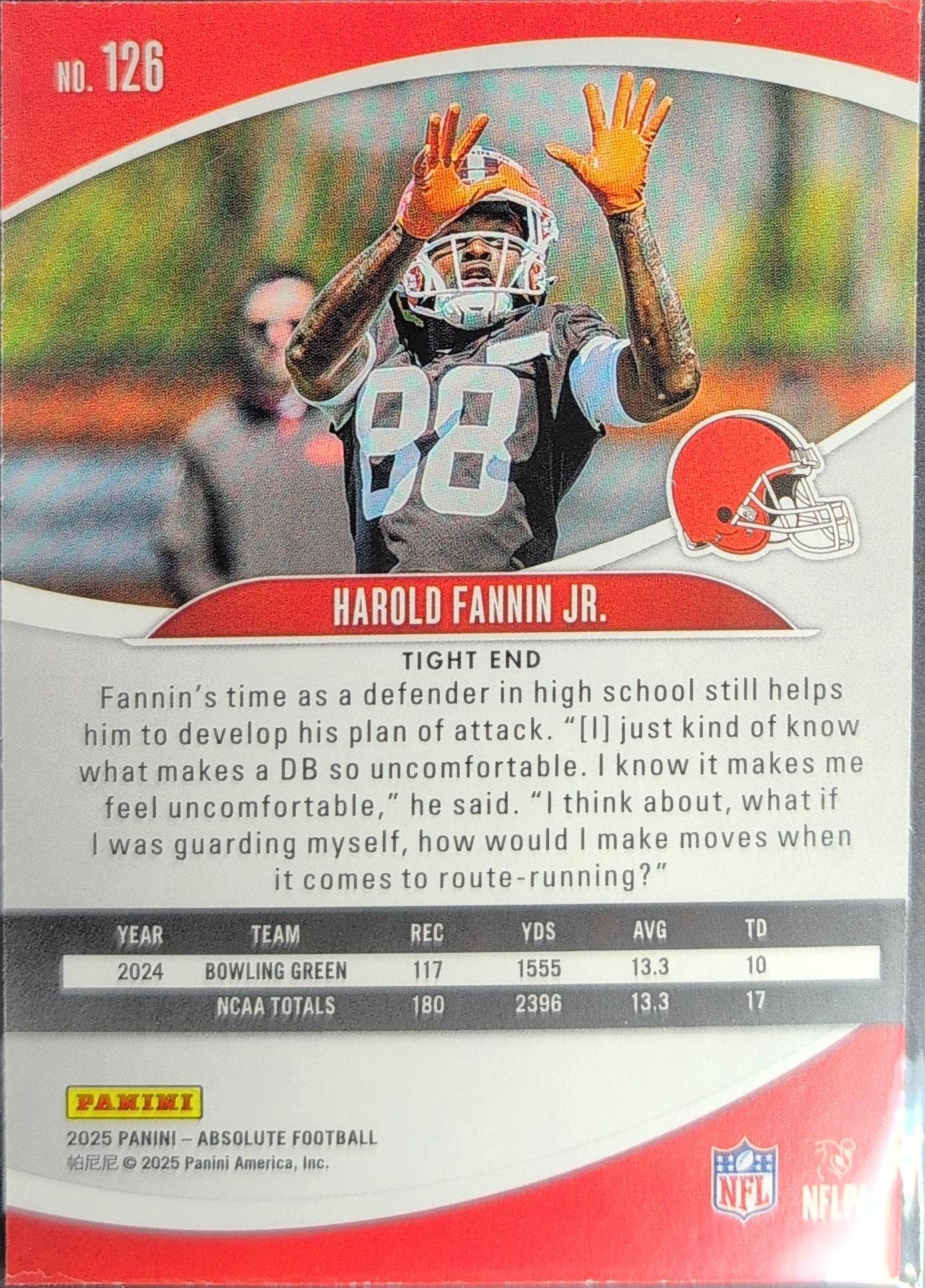 2025 Panini Absolute Harold Fannin Jr. #126 Purple RC Cleveland Browns back