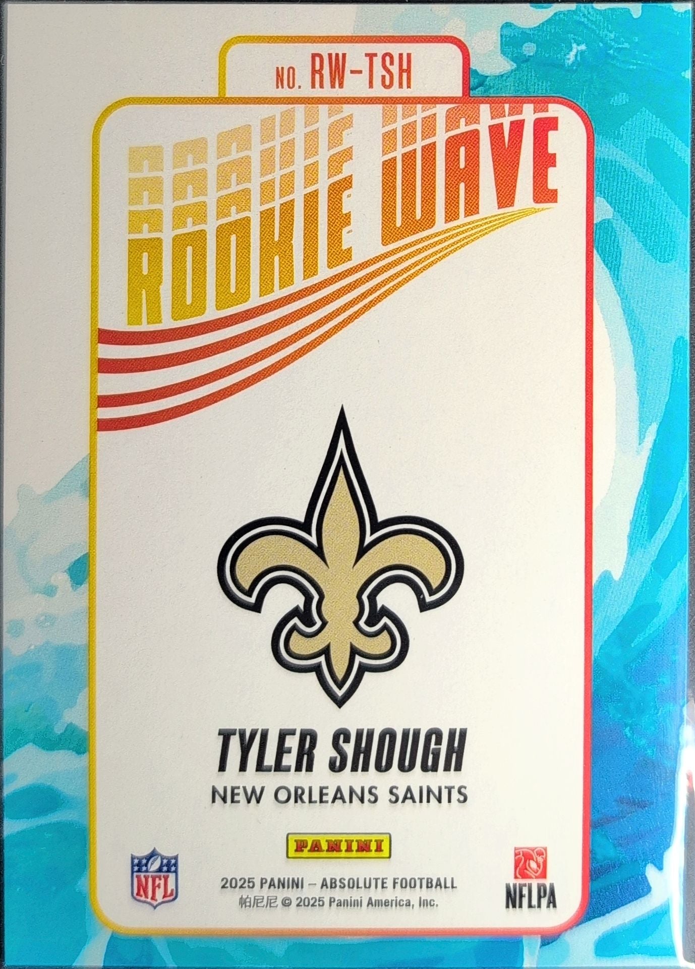 2025 Panini Absolute Tyler Shough #RW-TSH Rookie Wave New Orleans Saints back