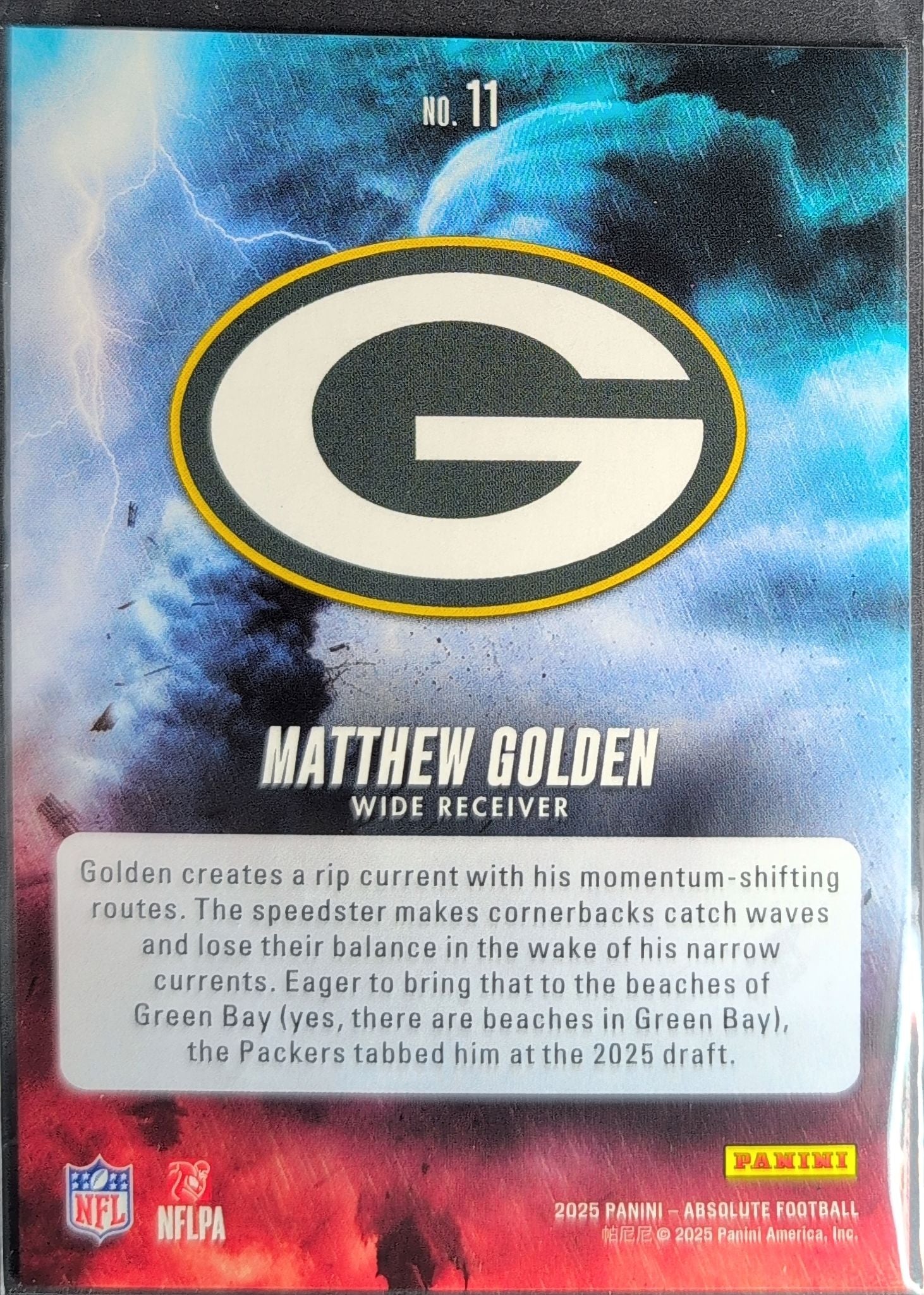 2025 Panini Absolute Matthew Golden #11 By Storm Green Bay Packers back