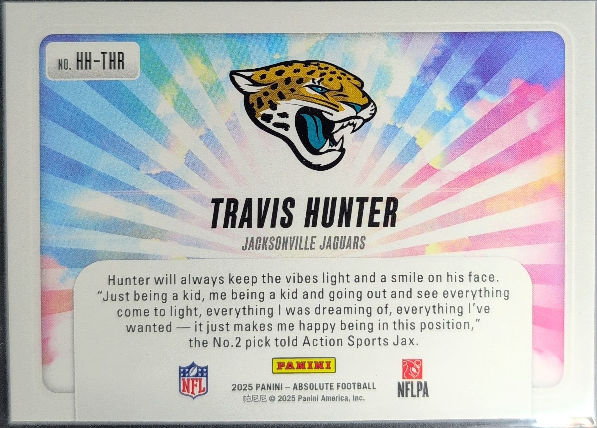 Travis Hunter 2025 Panini Absolute #HH-THR Hog Heaven Jacksonville Jaguars - back image