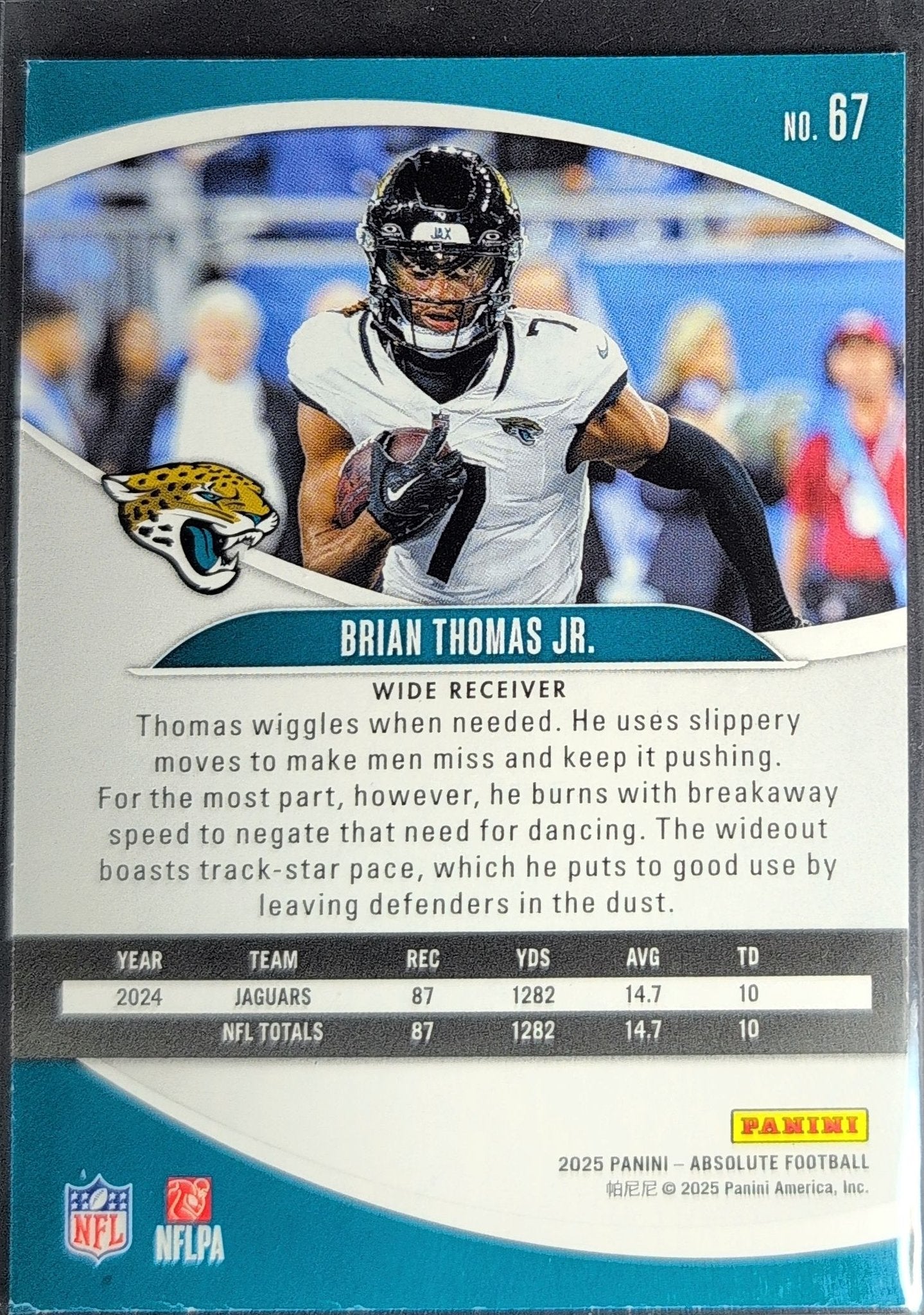 Brian Thomas Jr. 2025 Panini Absolute #67 Blue Jacksonville Jaguars - back image