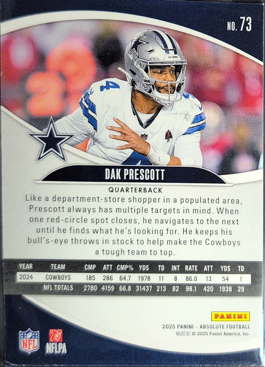 2025 Panini Absolute Dak Prescott #73 Blue Dallas Cowboys back