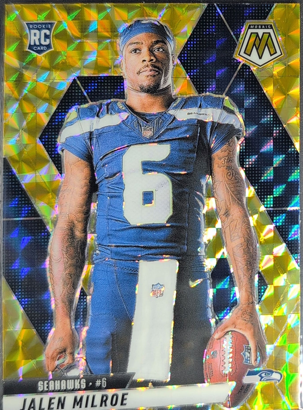2025 Panini Mosaic Jalen Milroe #283 Mosaic Green RC Seattle Seahawks front