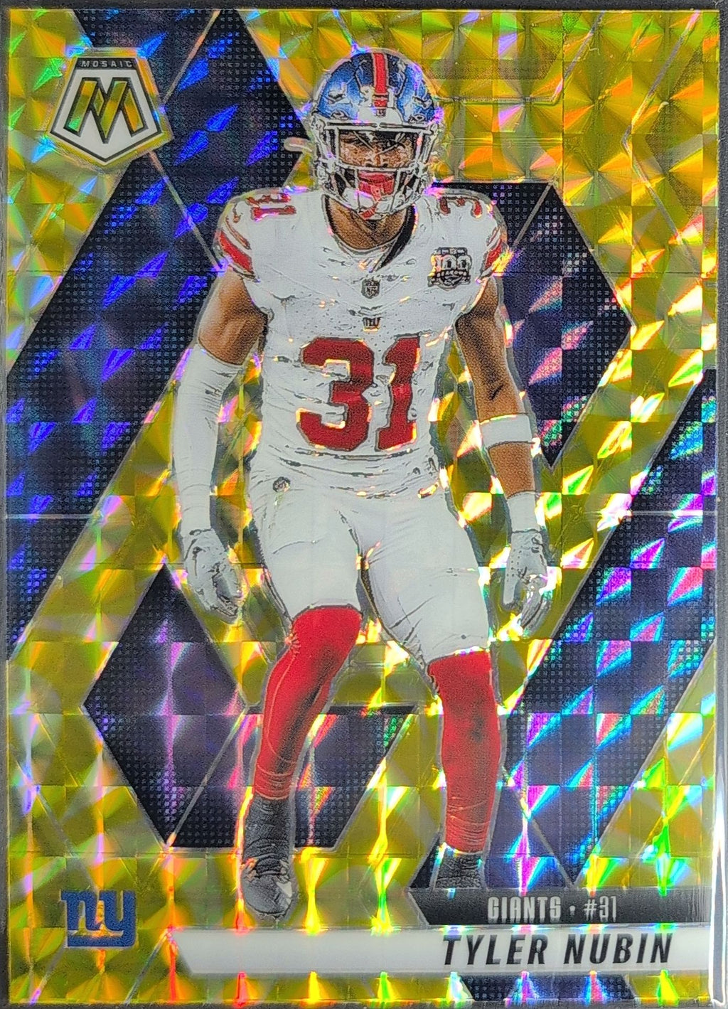 2025 Panini Mosaic Tyler Nubin #87 Mosaic Reactive Yellow New York Giants front