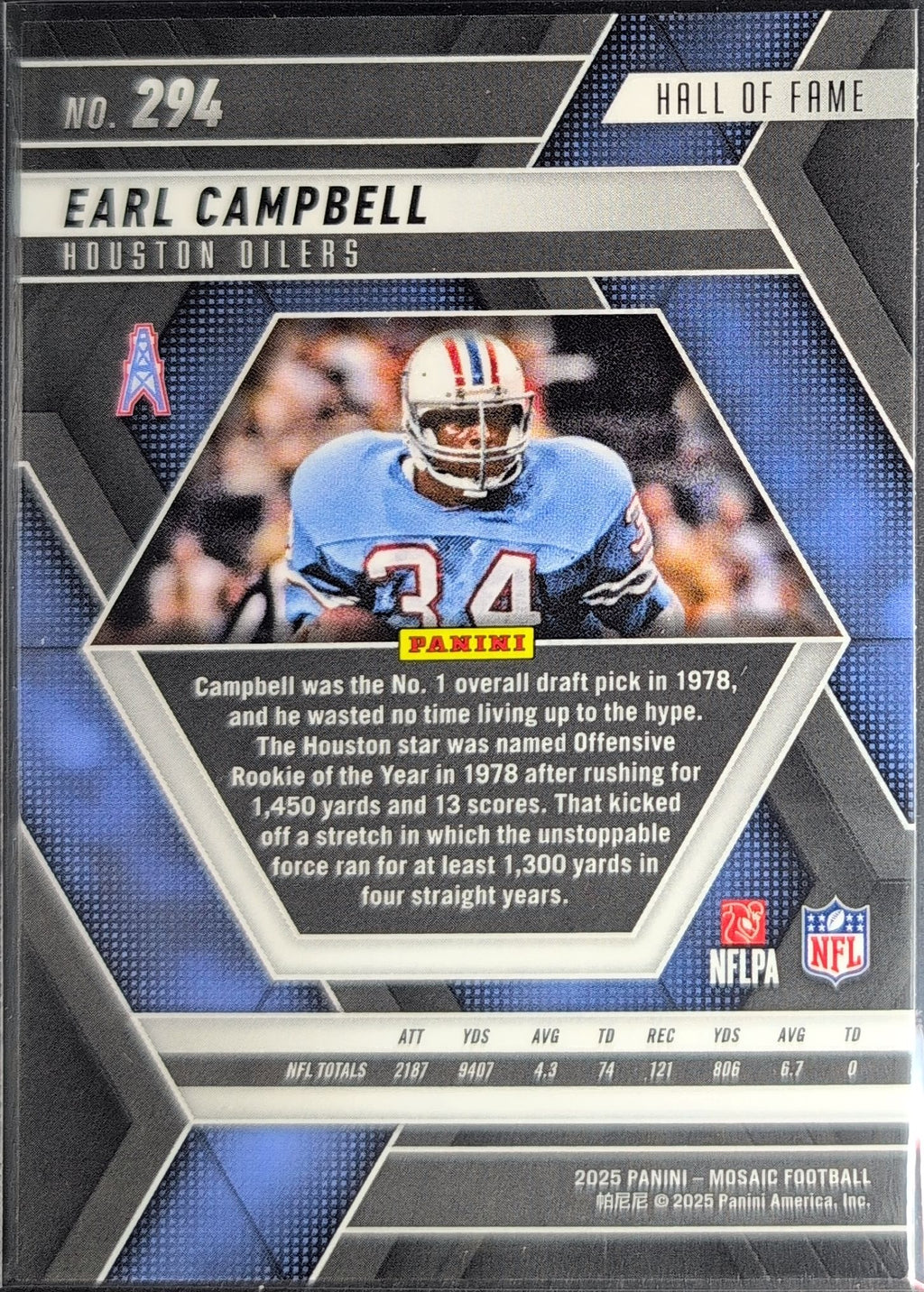 2025 Panini Mosaic Earl Campbell #294 Houston Oilers back