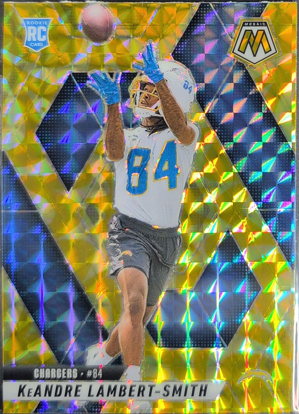 2025 Panini Mosaic KeAndre Lambert-Smith #336 Mosaic Reactive Yellow RC Los Angeles Chargers front