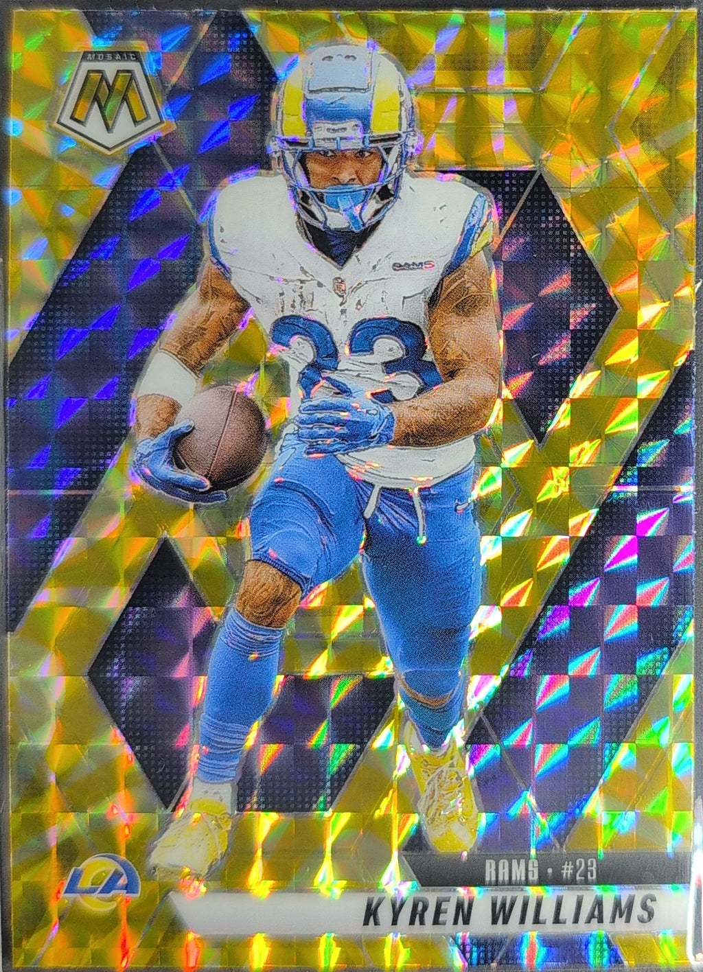 2025 Panini Mosaic Kyren Williams #136 Mosaic Reactive Yellow Los Angeles Rams front
