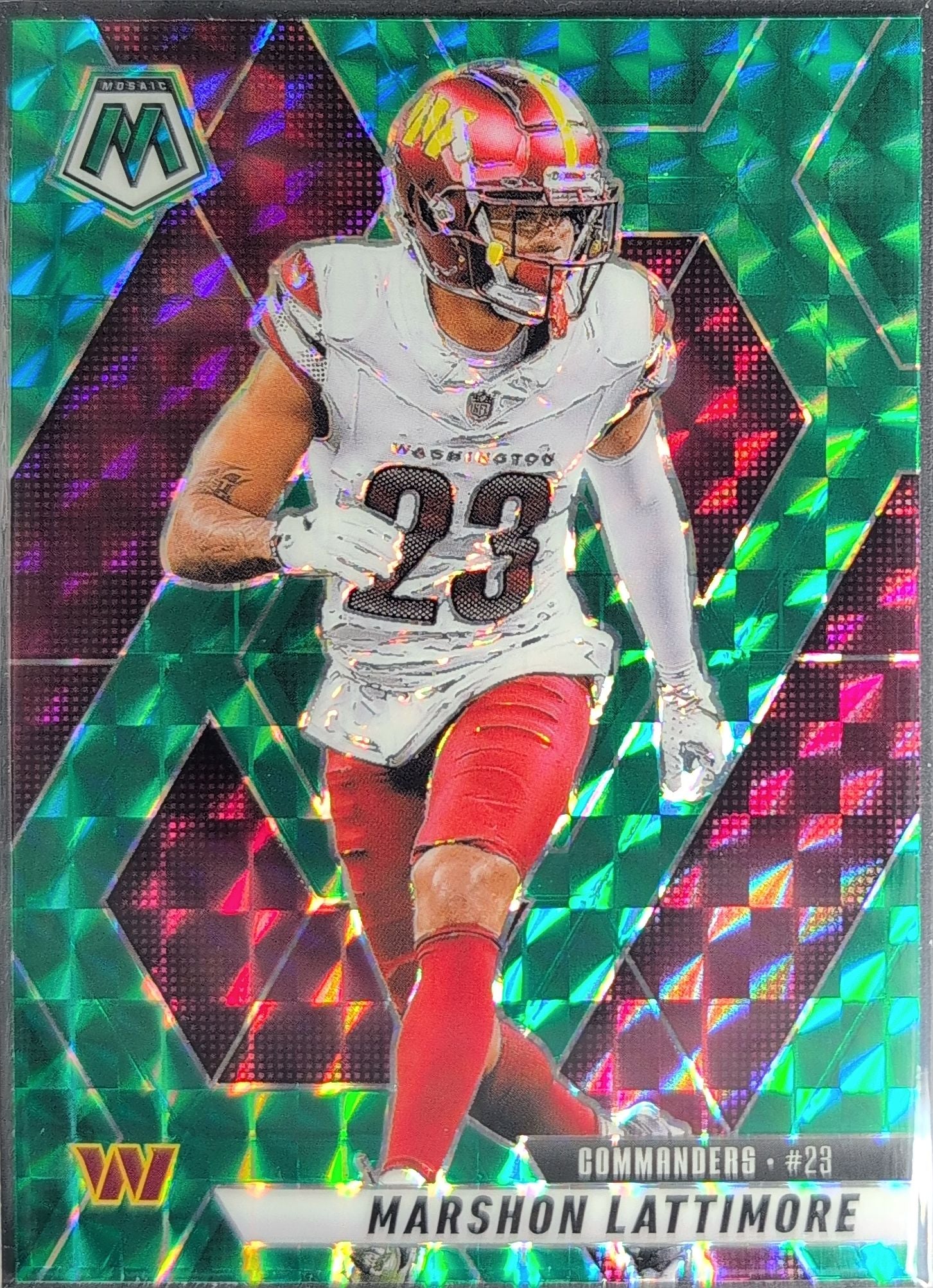 2025 Panini Mosaic Marshon Lattimore #7 Mosaic Green Washington Commanders front