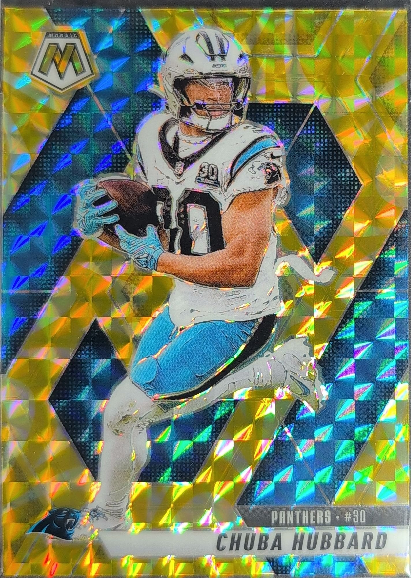 Chuba Hubbard 2025 Panini Mosaic #193 Mosaic Reactive Yellow Carolina Panthers - front image