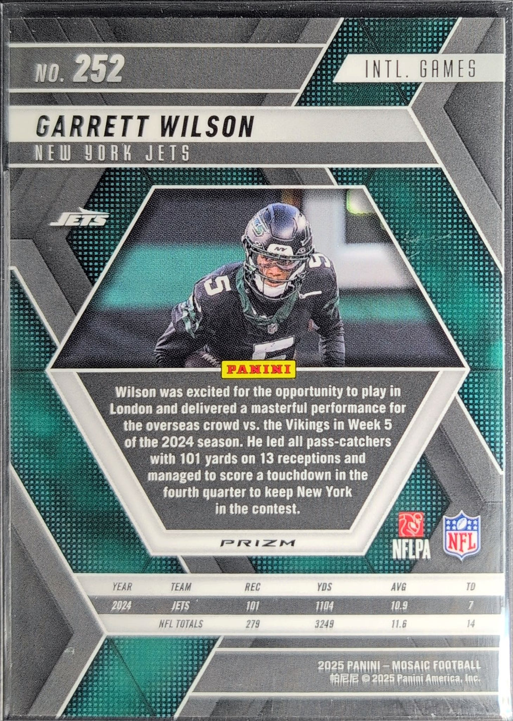 2025 Panini Mosaic Garrett Wilson #252 Mosaic Reactive Yellow New York Jets back