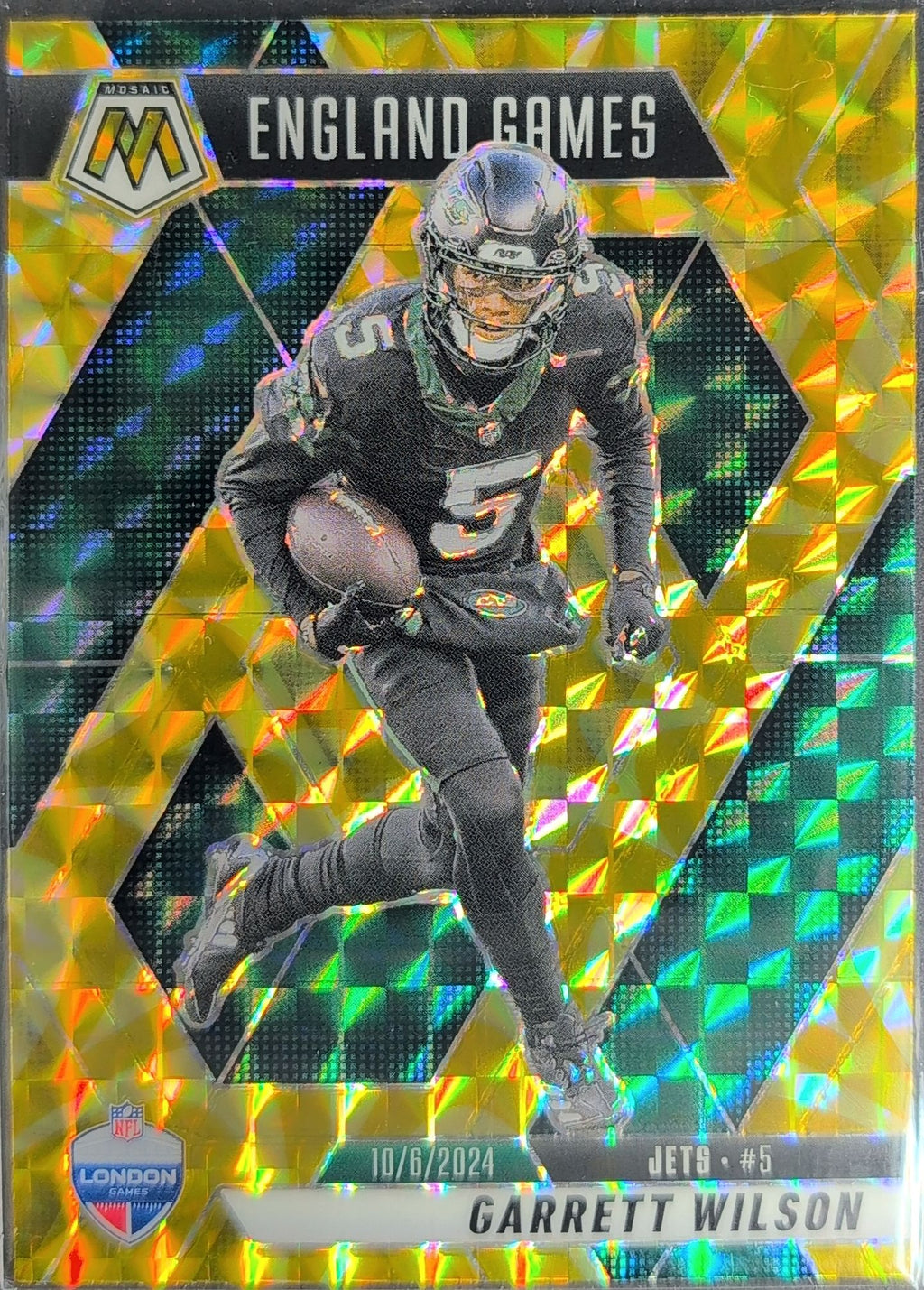 2025 Panini Mosaic Garrett Wilson #252 Mosaic Reactive Yellow New York Jets front
