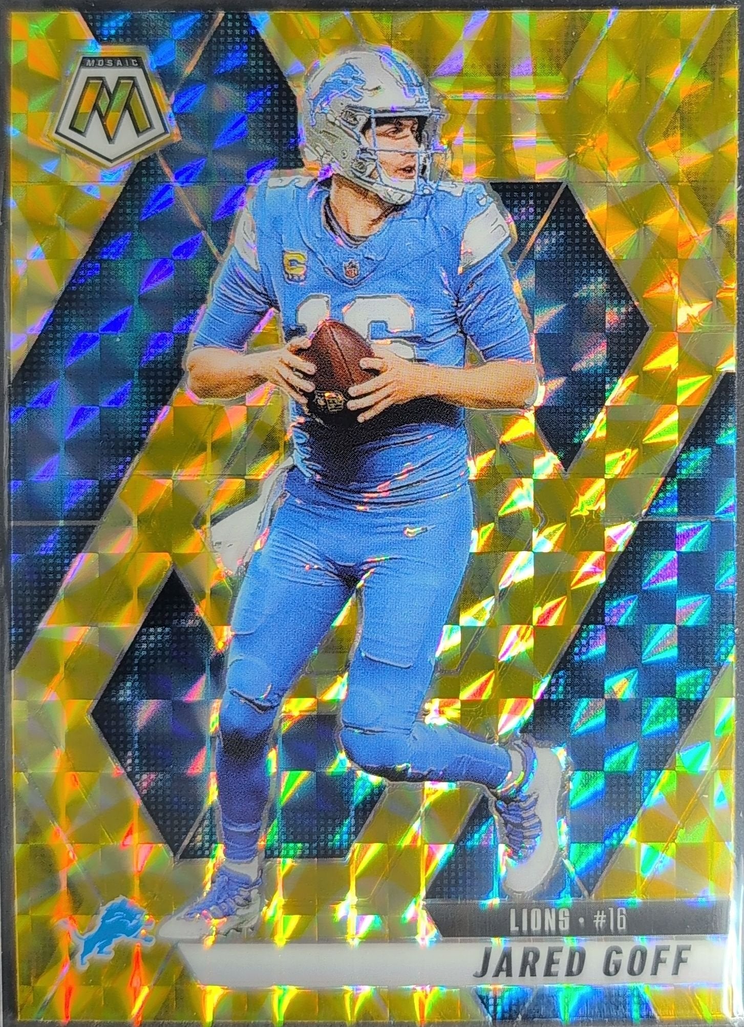 Jared Goff 2025 Panini Mosaic #194 Mosaic Reactive Yellow Detroit Lions - front image