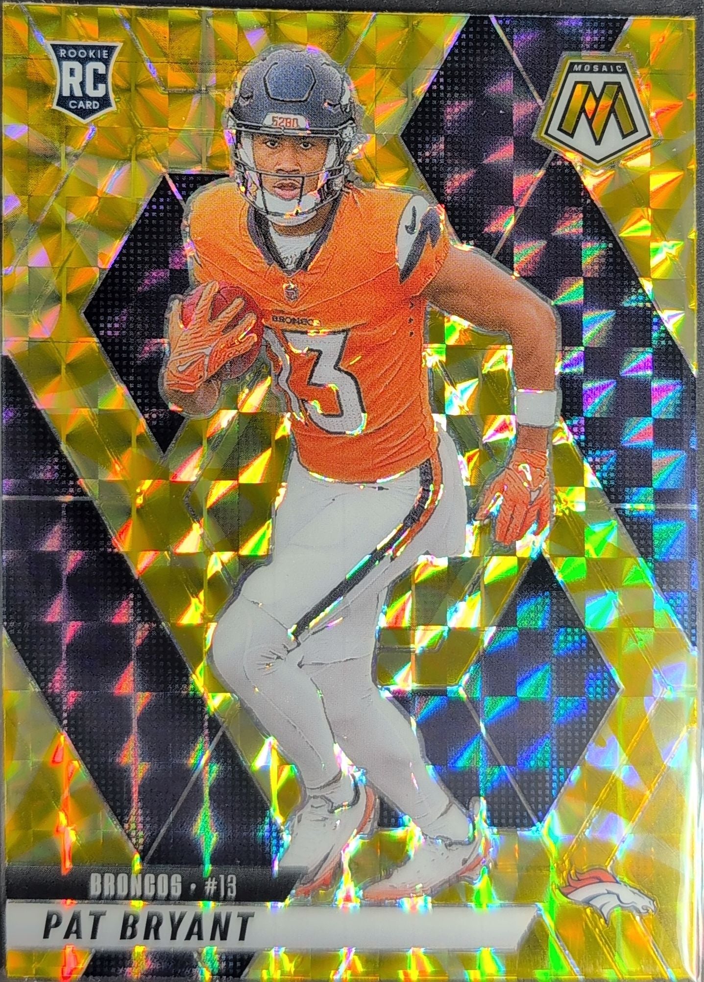2025 Panini Mosaic Pat Bryant #379 Mosaic Reactive Yellow RC Denver Broncos front