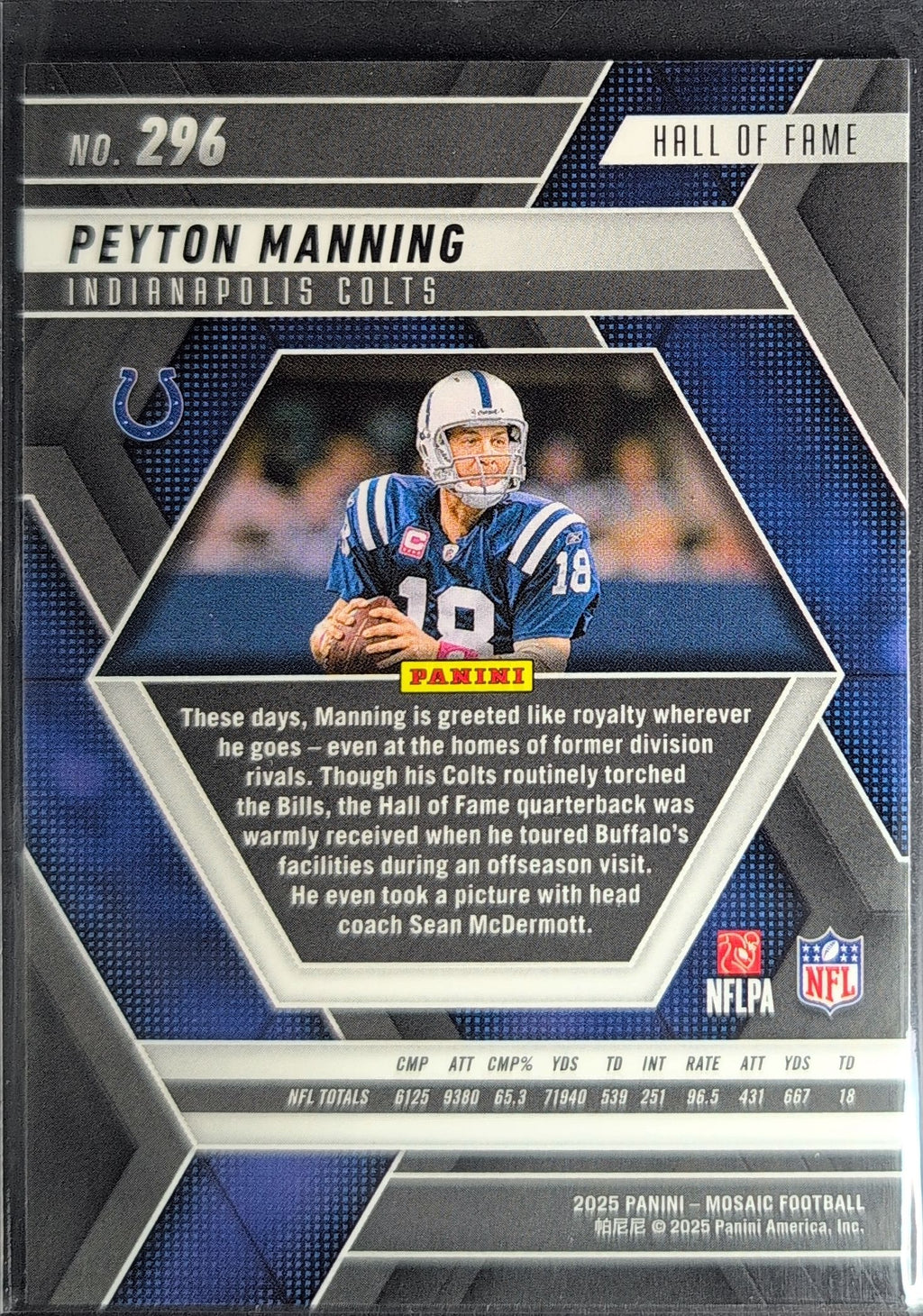 2025 Panini Mosaic Peyton Manning #296 Indianapolis Colts back
