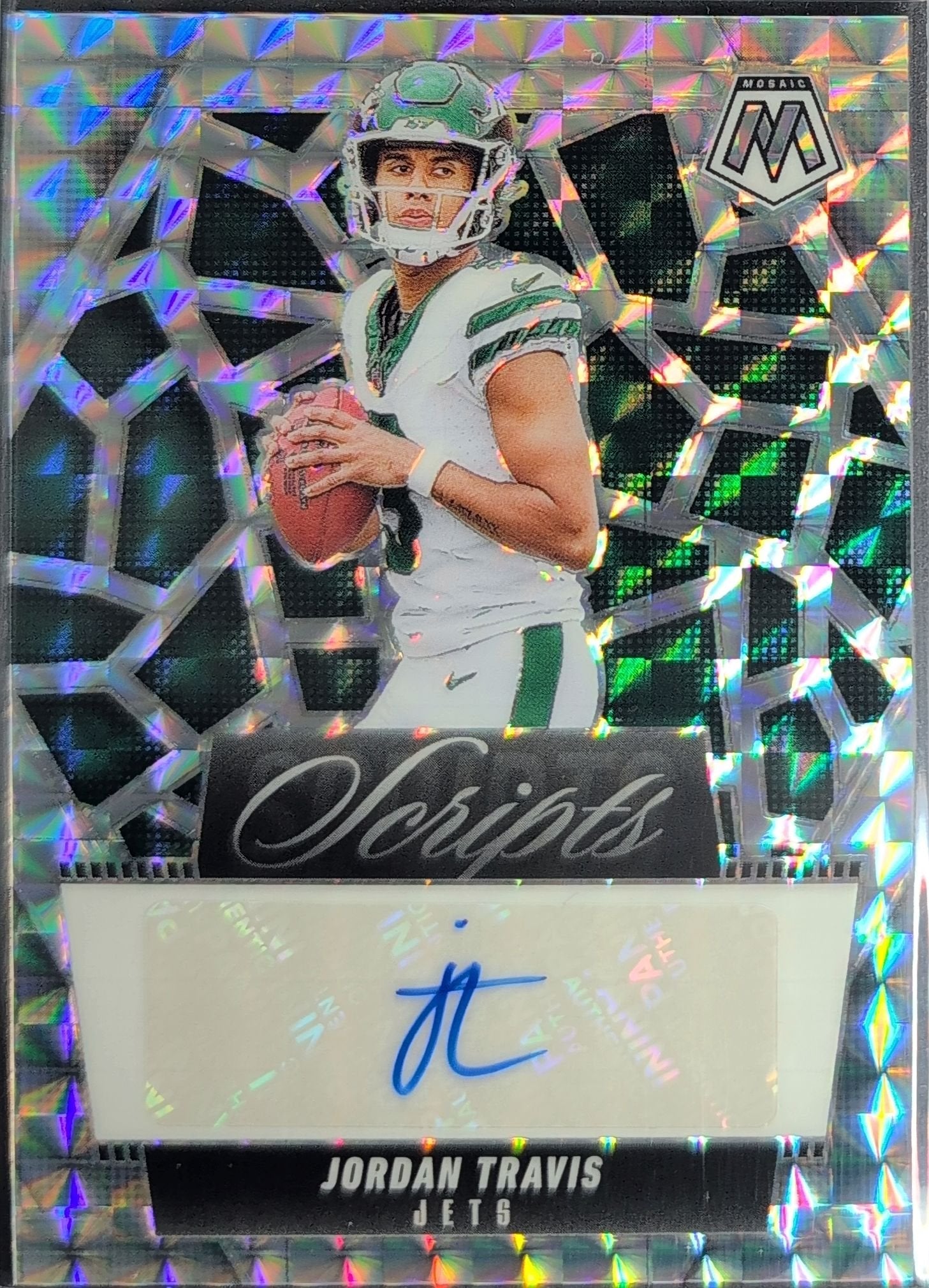 Jordan Travis 2025 Panini Mosaic #SCR-JTS Scripts New York Jets - front image