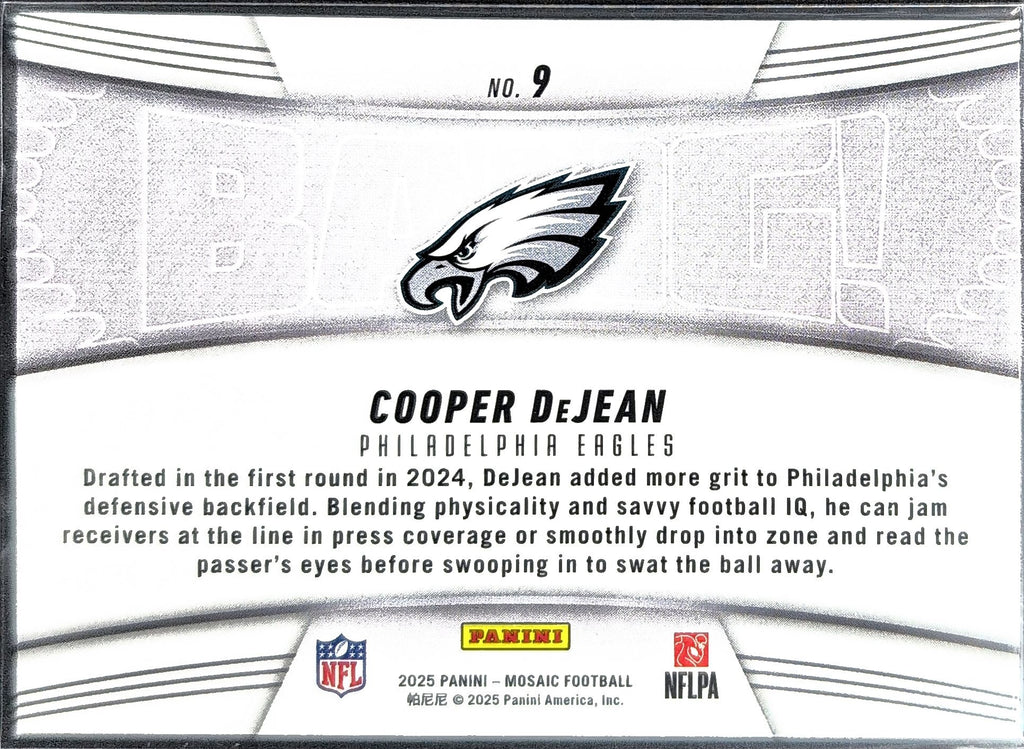 2025 Panini Mosaic Cooper DeJean #9 Bang! Mosaic Philadelphia Eagles back