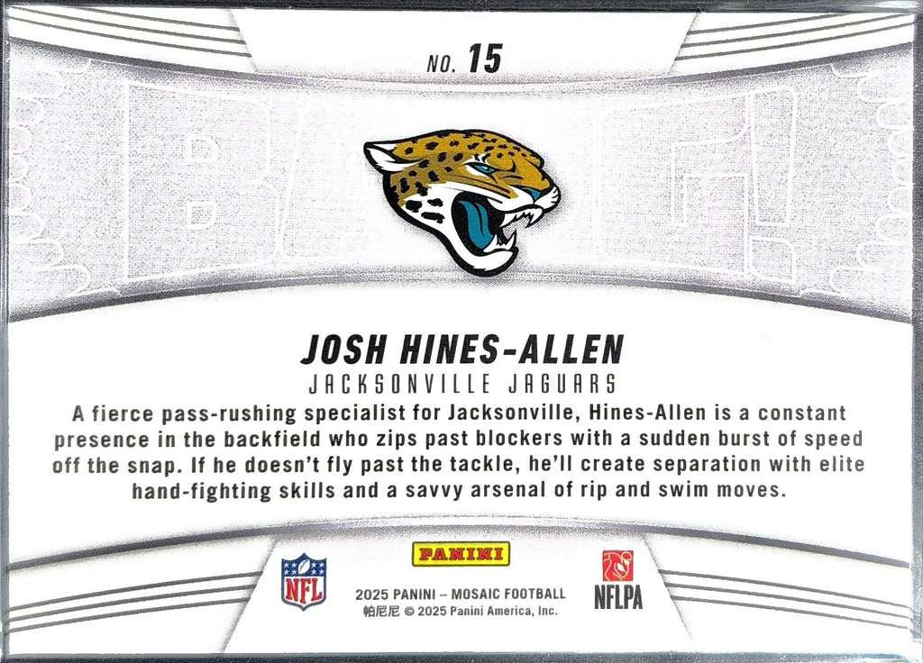 Josh Hines-Allen 2025 Panini Mosaic #15 Bang! Jacksonville Jaguars - back image