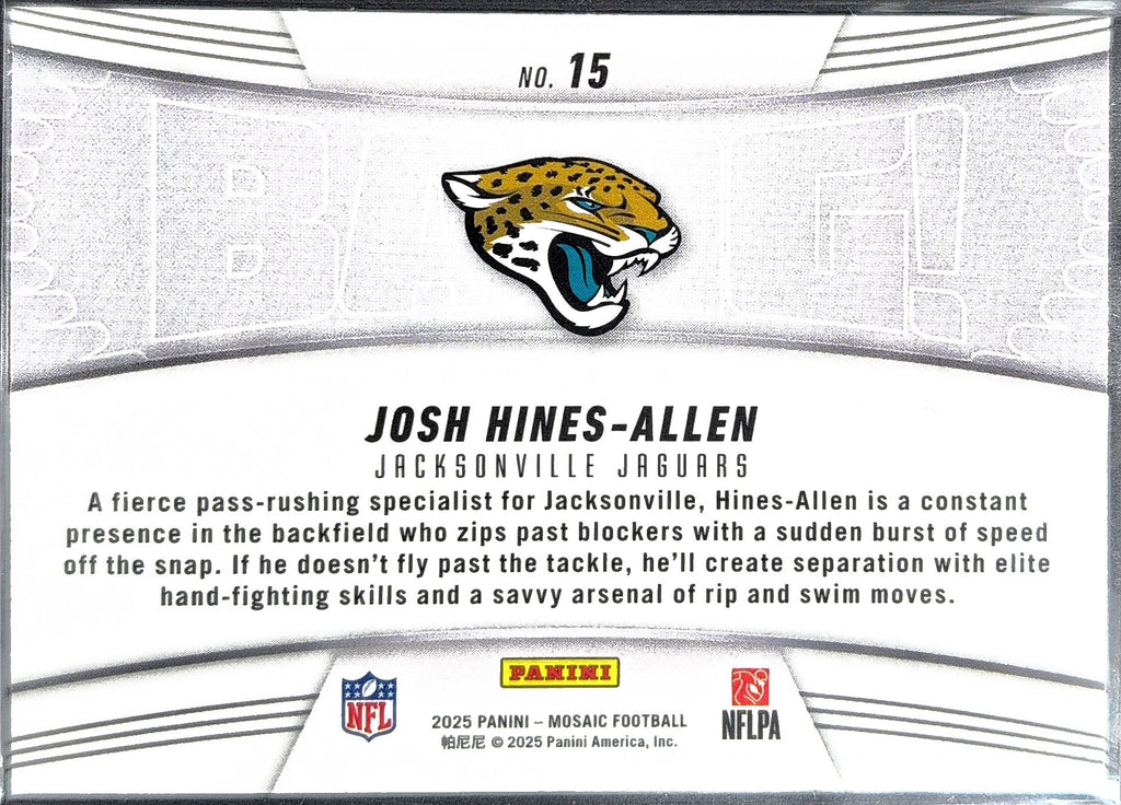 2025 Panini Mosaic Josh Hines-Allen #15 Bang! Jacksonville Jaguars back