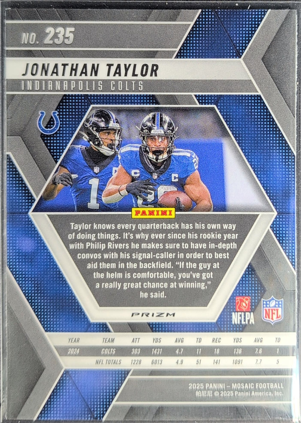2025 Panini Mosaic Jonathan Taylor #235 Mosaic Green Indianapolis Colts back