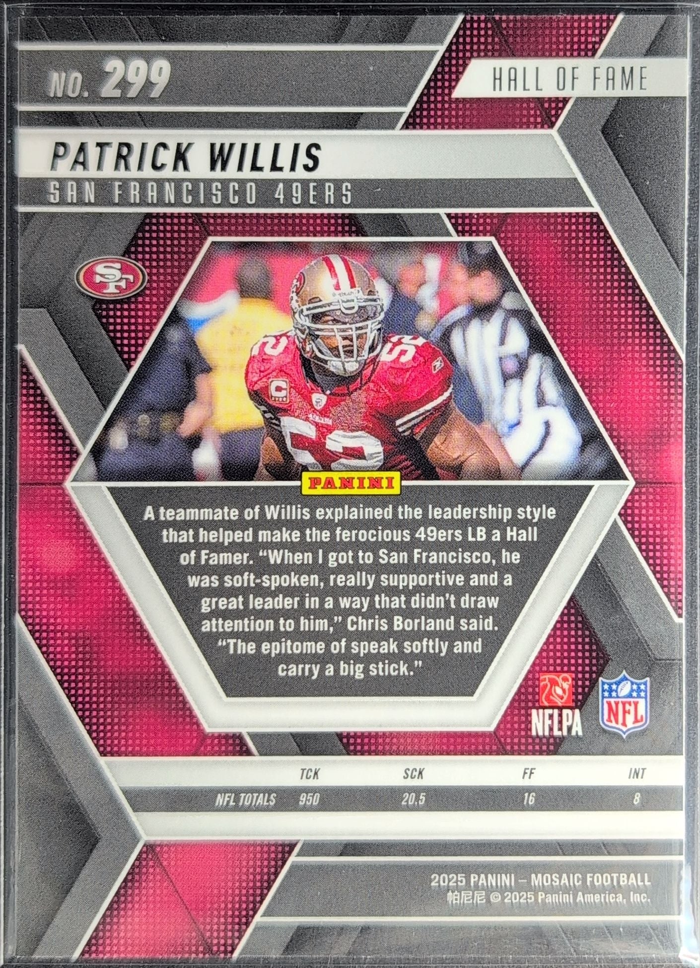2025 Panini Mosaic Patrick Willis #299 San Francisco 49ers back