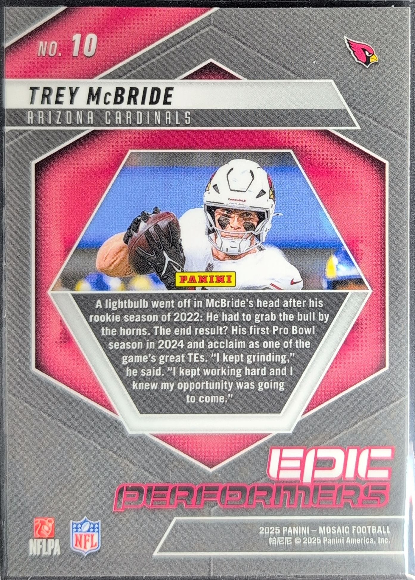 2025 Panini Mosaic Trey McBride #10 Epic Performers Arizona Cardinals back