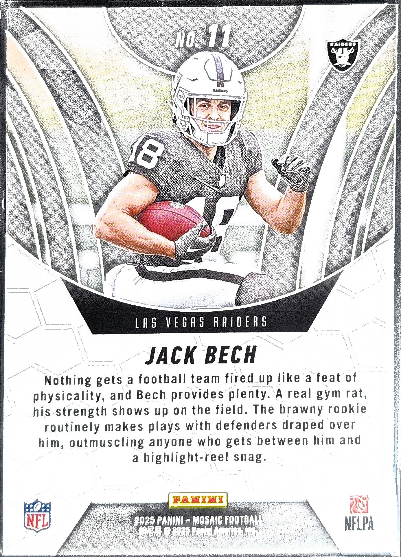 2025 Panini Mosaic Jack Bech #11 Elevate Las Vegas Raiders back