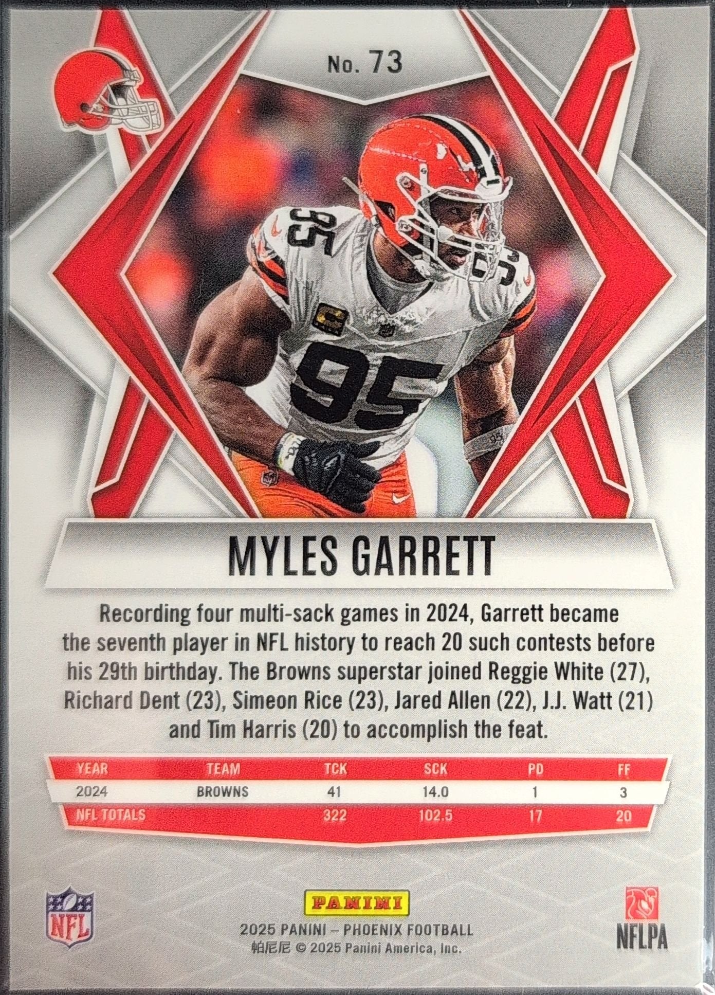 Myles Garrett 2025 Panini Phoenix #73 Cleveland Browns - back image